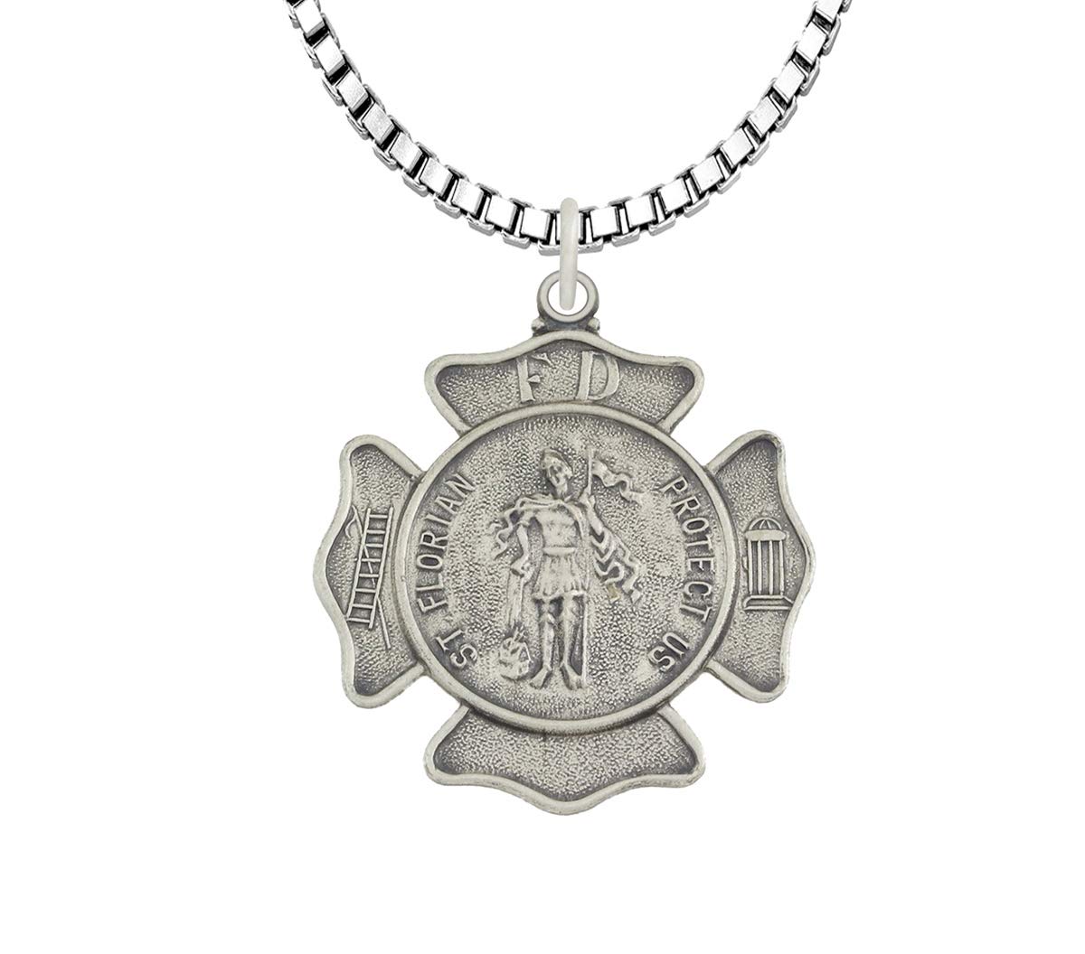 3/4 Inch 925 Sterling Silver Antique St. Florian Medal Pendant Necklace - Religious Jewelry for Men & Women - Perfect for Protection Blessings, Gifts & Faith-Based Fashion