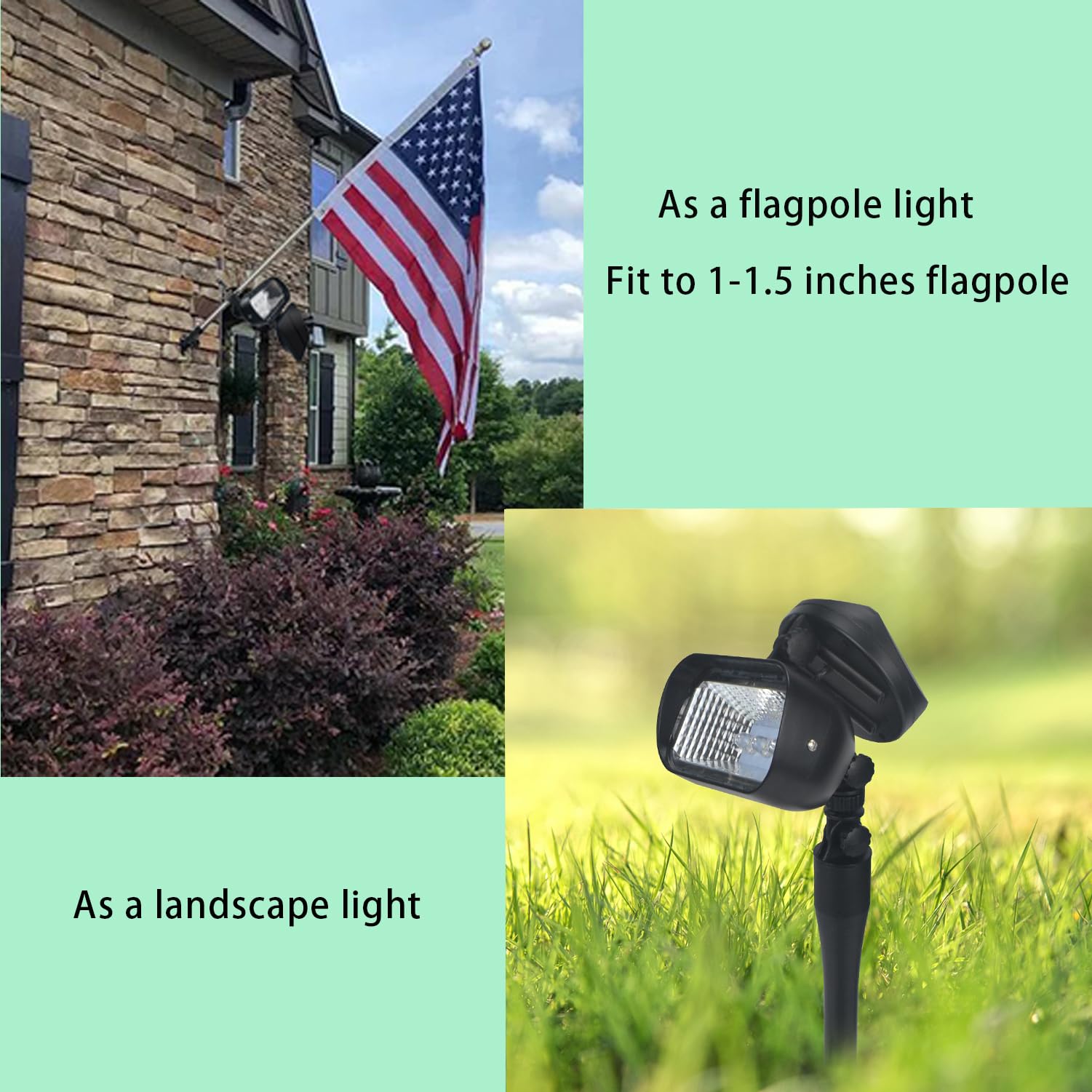 Solar Powered Flagpole Light - 4 Ultra Bright LED, 360° Adjustable, IP65 Waterproof Outdoor Light for 1
