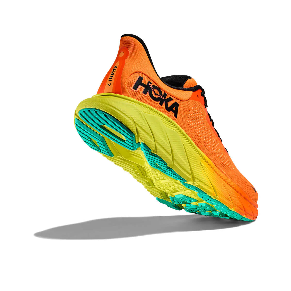 HOKA Women's Arahi 7 Running Shoes - Electric Tangerine/Black | Lightweight Cushioned Sneakers for Road Running, Jogging & Gym Workouts