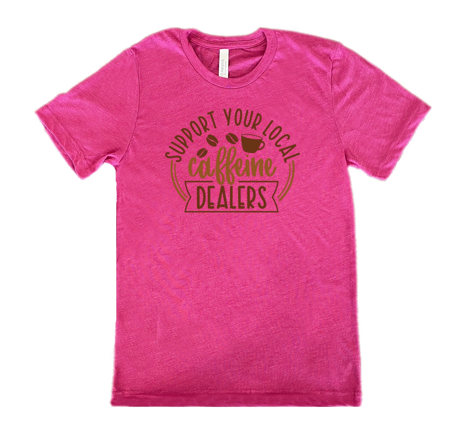 Unisex Support Your Local Caffeine Dealers T-Shirt - Funny Coffee Lover Gift for Baristas & Coffee Shop Fans - Perfect for Cafes, Work & Casual Wear
