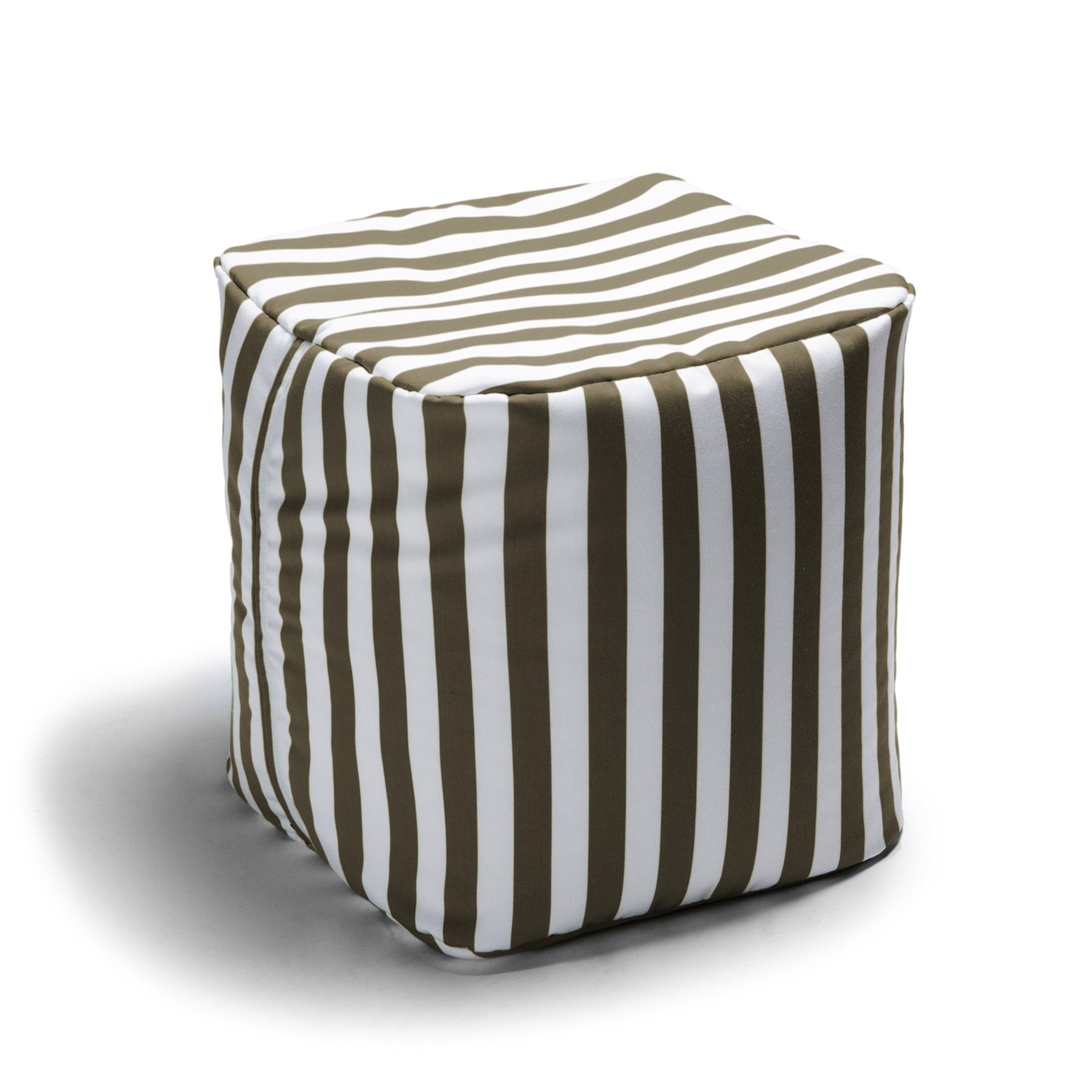 Jaxx Luckie Outdoor Patio Bean Bag Ottoman with Taupe Stripes - Waterproof & Durable Lounge Chair for Garden, Poolside, Deck, and Backyard Relaxation