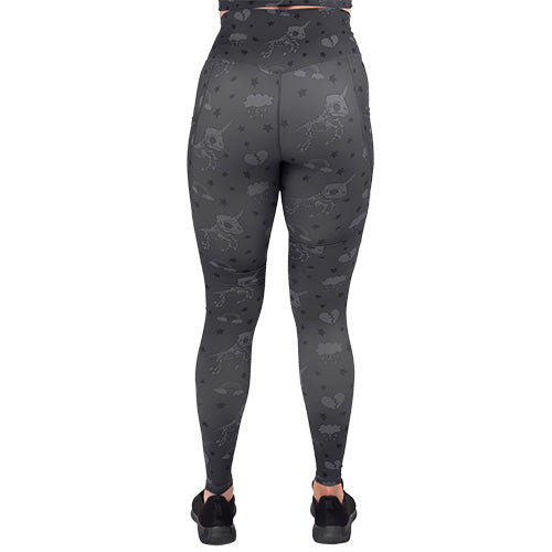 Unicorn Skulls Leggings - Gothic Fantasy Yoga Pants for Women | Perfect for Halloween, Cosplay & Workout