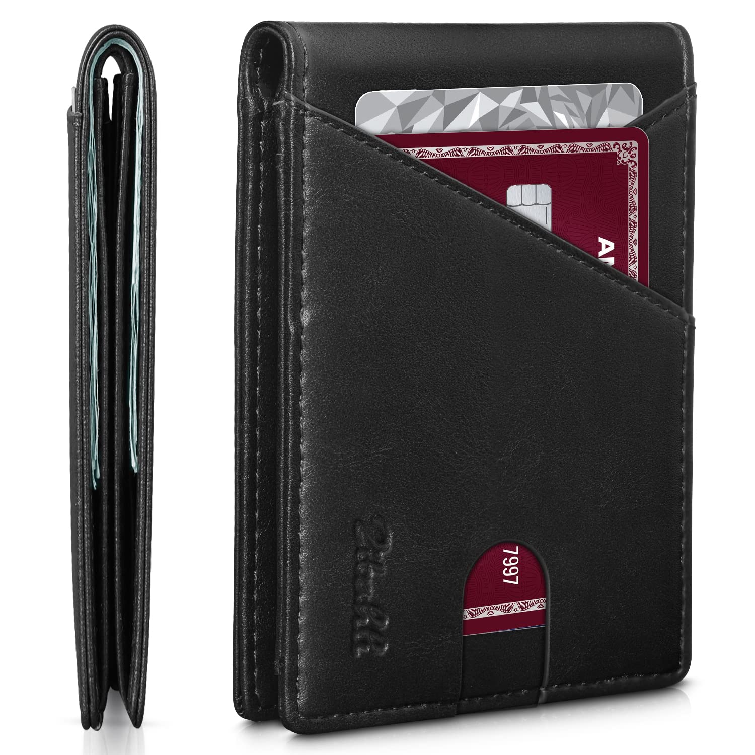 Zitahli Men's Slim RFID Blocking Leather Wallet - Premium Bifold Front Pocket Wallet with Gift Box, Leather Card Holder for Everyday Carry - Perfect for Travel, Business & Daily Use
