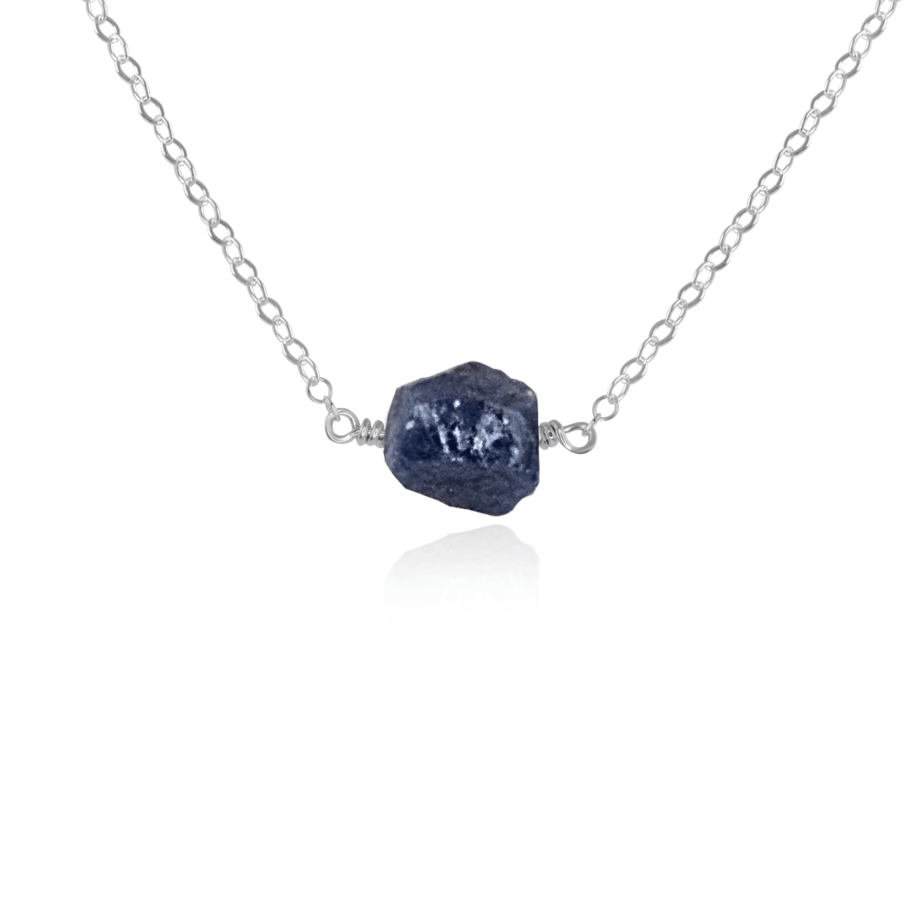 Natural Raw Sapphire Crystal Nugget Necklace - Handmade Jewelry for Women, Boho Chic Style - Perfect for Everyday Wear, Gifts & Special Occasions