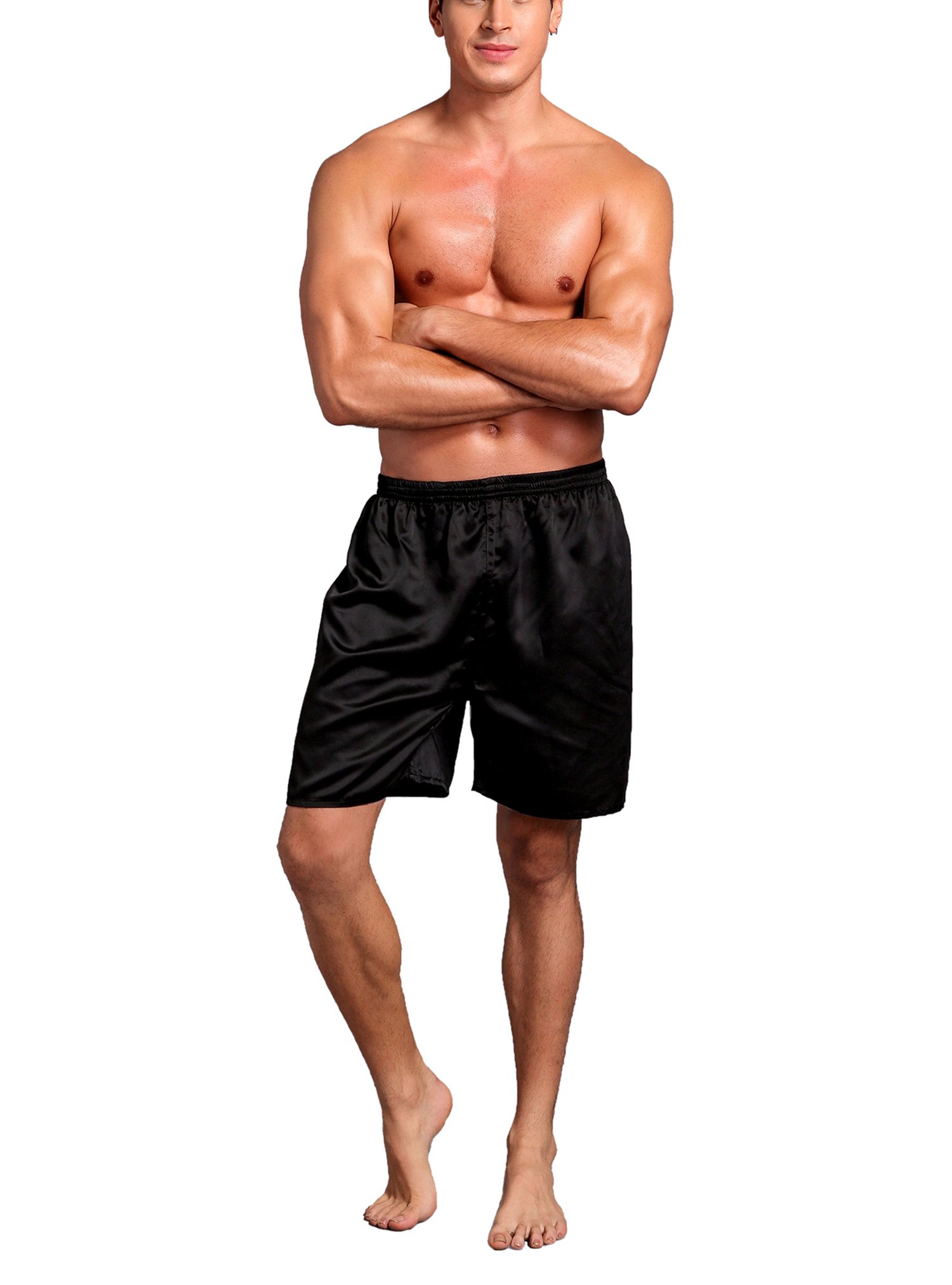 Men's Sleep Shorts - 2 Pack Satin Lounge Shorts for Comfortable Nightwear & Relaxation at Home | Soft Pajama Shorts for Sleeping, Lounging & Vacation
