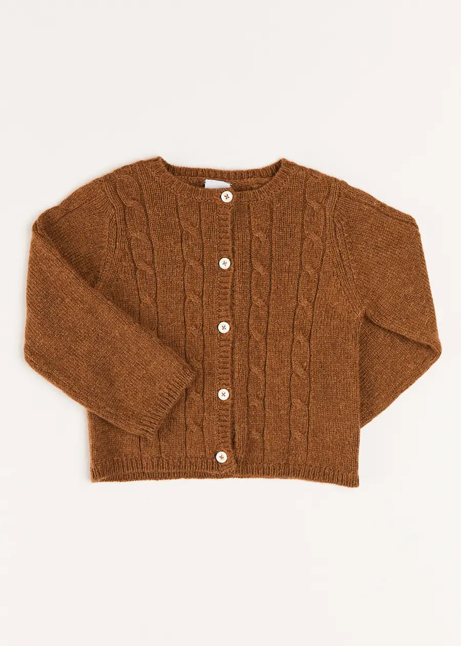 Brown Cable Knit Cardigan for Babies & Toddlers (6 Months to 3 Years) - Cozy Winter Wear for Playdates & Family Outings