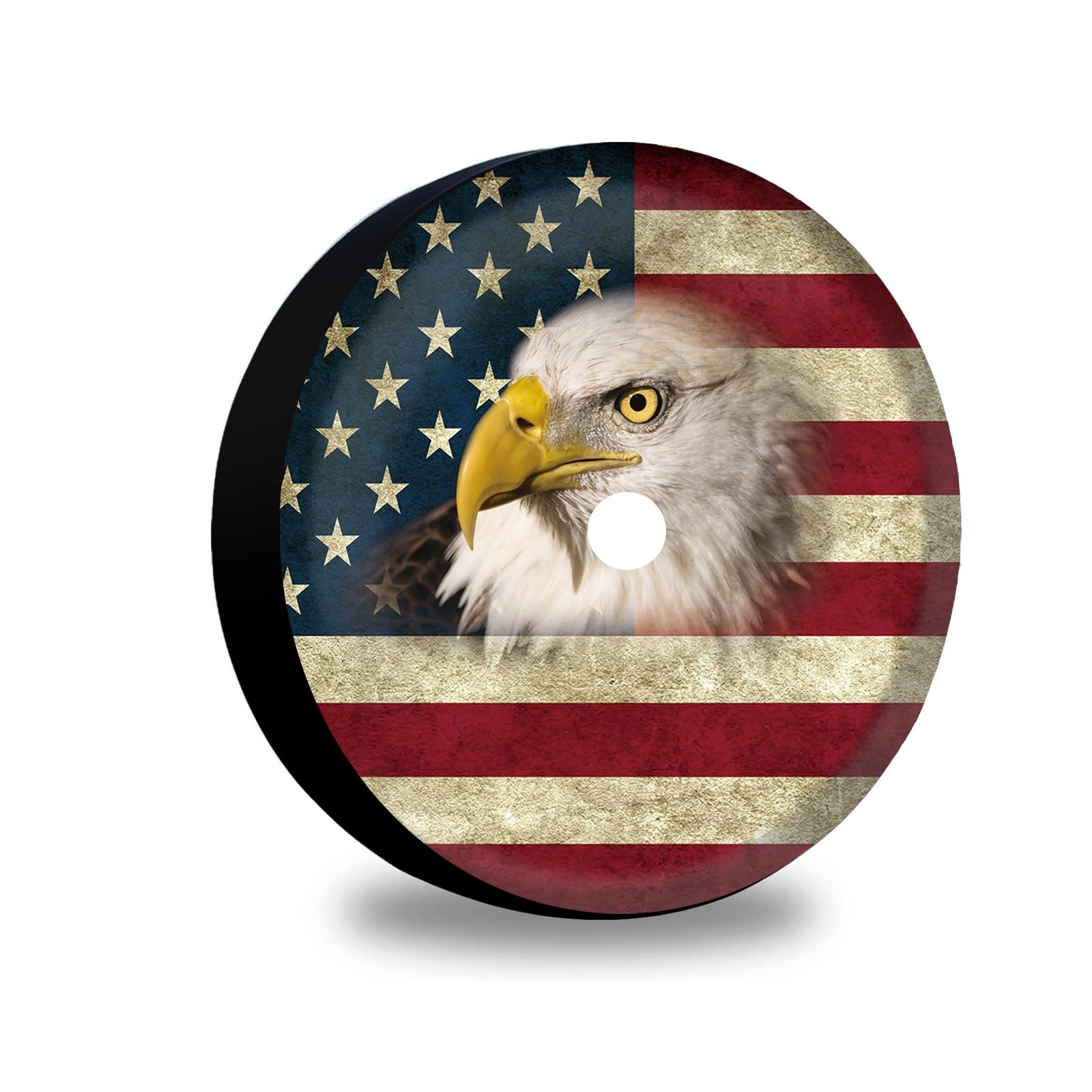 Retro American Flag Spare Tire Cover with Backup Camera Hole - Genuine Leather Wheel Cover for Jeep Wrangler JL - Waterproof & UV Resistant for Off-Road Adventures & Camping Trips