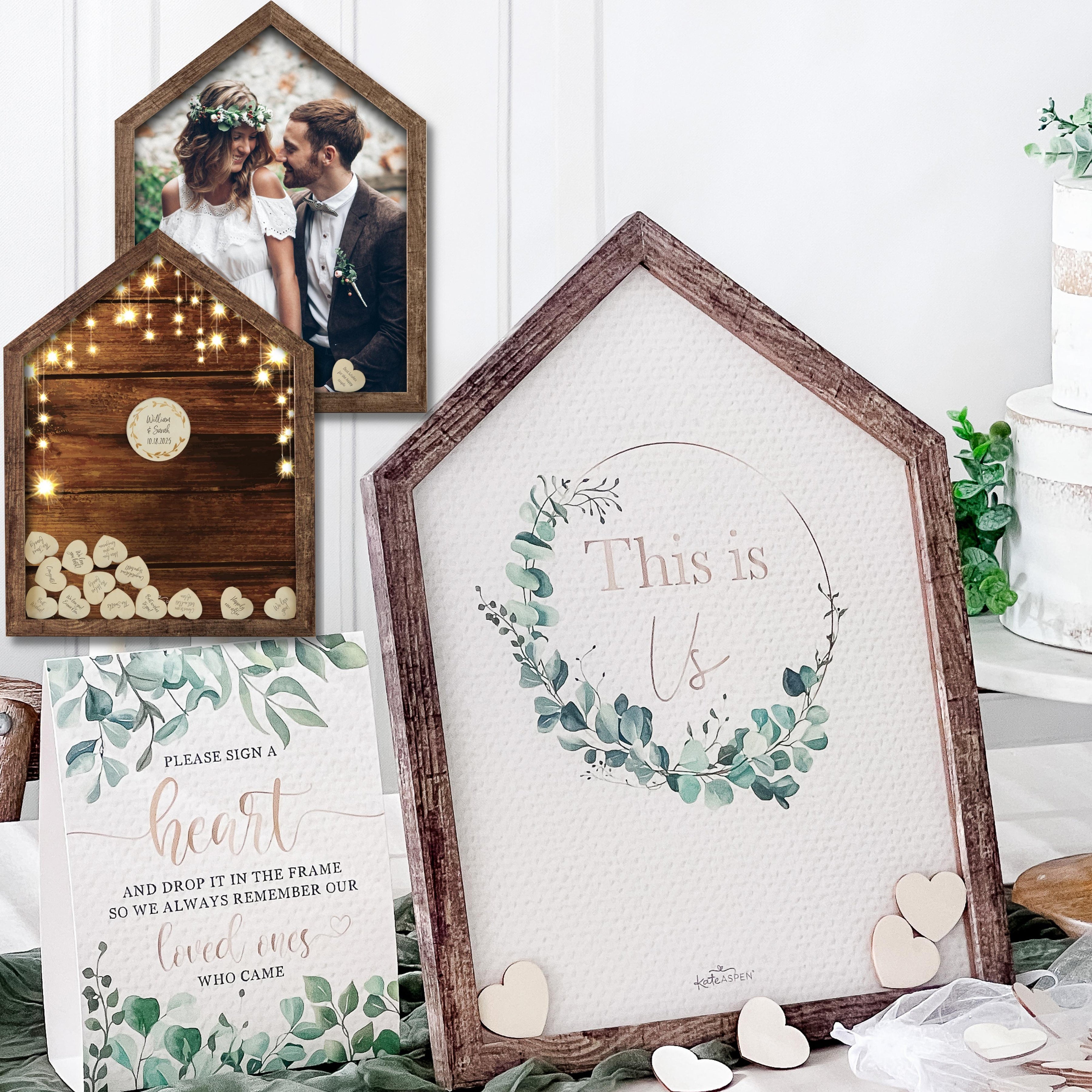 Modern Rustic House Shaped Wedding Guest Book - Unique Alternative for Wedding Reception, Bridal Shower & Anniversary Celebrations
