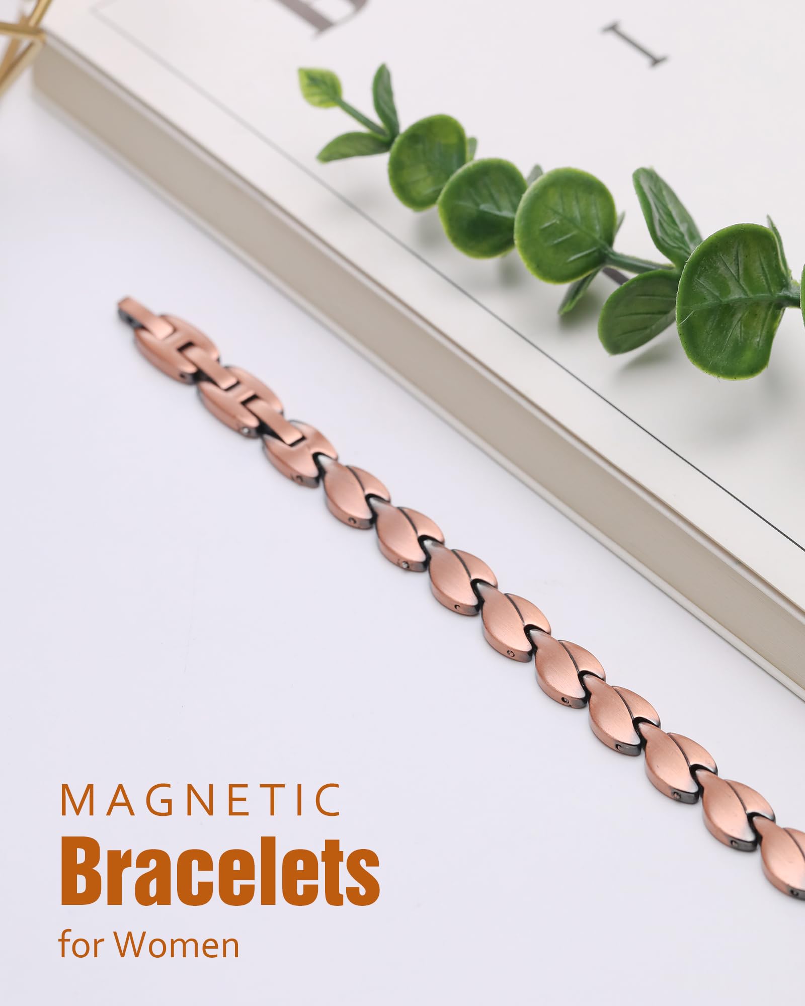 Jecanori Copper Magnetic Bracelets for Women - Adjustable Sizing Tool Included - Stylish & Comfortable for Everyday Wear, Yoga, Work & Travel