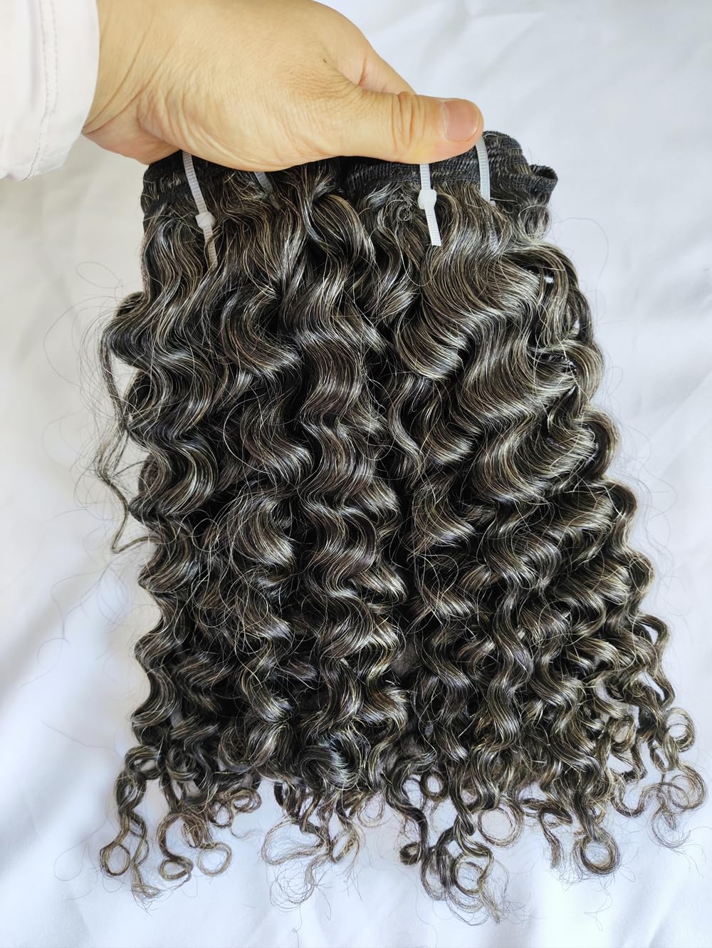 Salt and Pepper Gray Jerry Curly 100% Virgin Human Hair Bundles - 14 Inches 2 Bundles (50% Gray Mixed Black) | Raw Hair Weave Extensions for Styling & Coloring | Perfect for Natural Hairstyles, Protective Styling & Everyday Wear