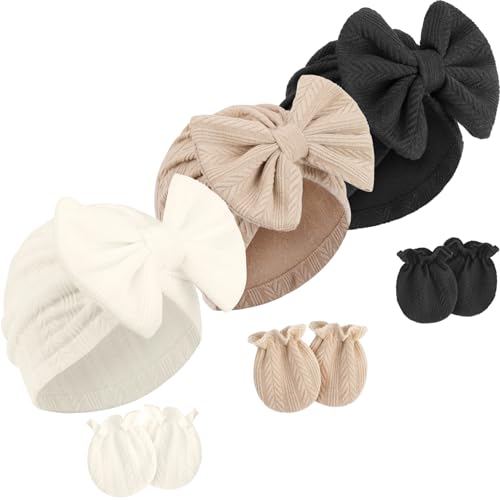 3 Sets Bow: Black/Khaki/Beige (0-12 Months)