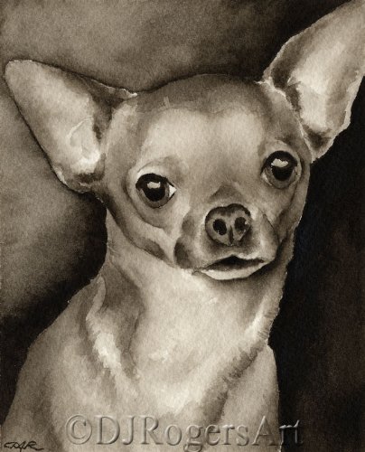 Chihuahua Sepia Watercolor Art Print - Handmade Dog Portrait by Artist DJ Rogers | Perfect for Pet Lovers, Home Decor & Gift Ideas