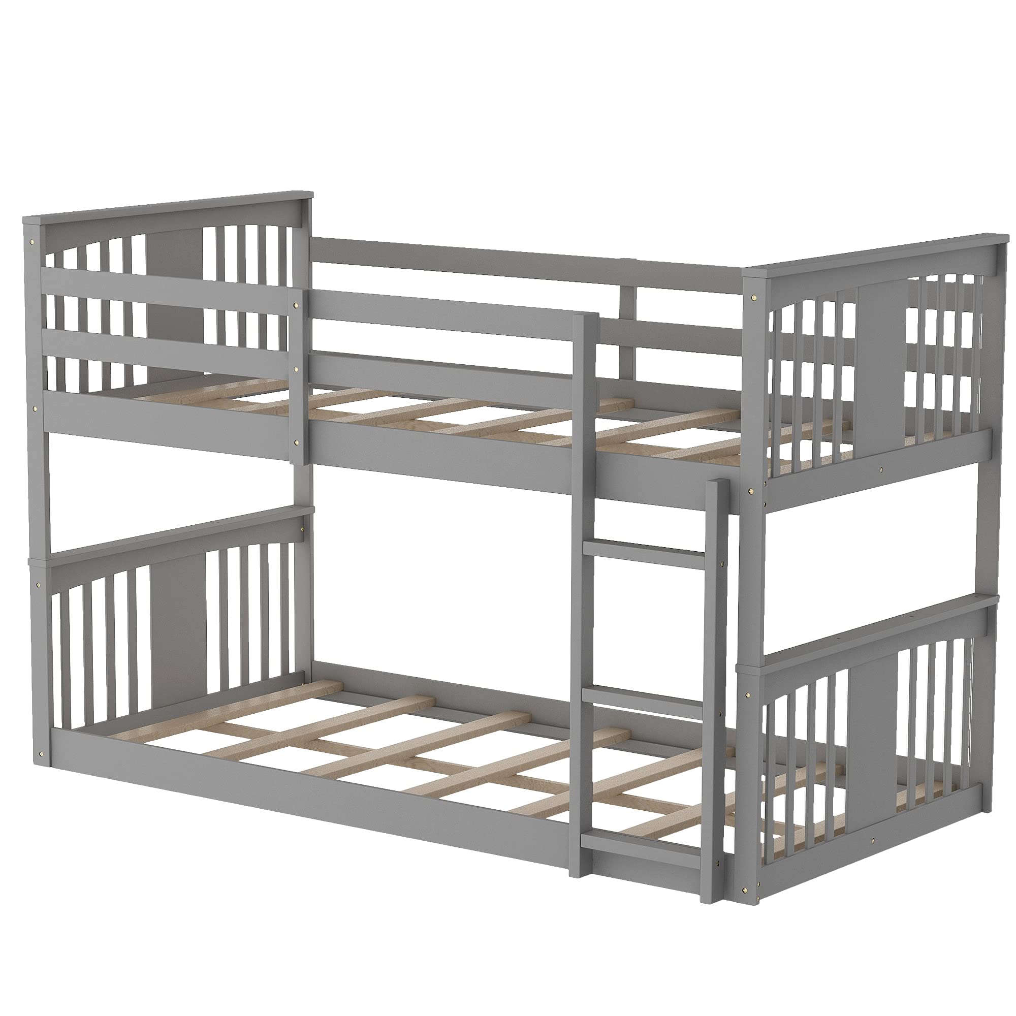 Twin Over Twin Bunk Bed with Ladder - Sturdy Wooden Bunk Bed for Kids, Teens & Adults - Space-Saving Bedroom Furniture for Small Rooms & Shared Spaces - No Box Spring Needed