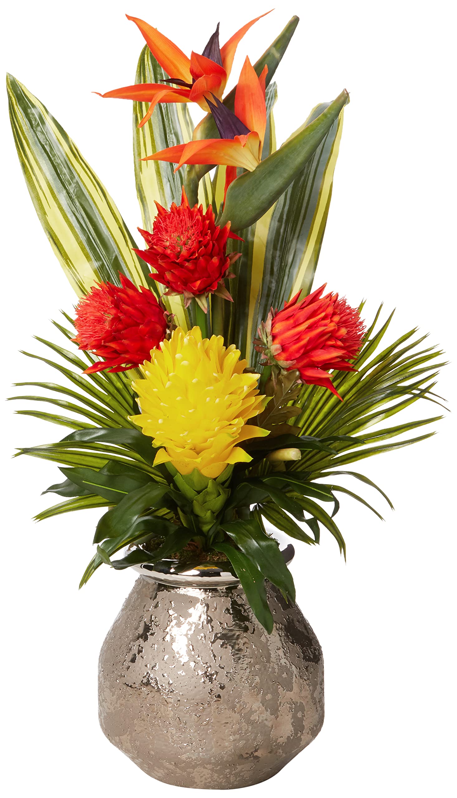Nearly Natural Tropical Artificial Flower Arrangement in Elegant Vase - Perfect for Home Decor, Office Centerpiece & Wedding Table Settings