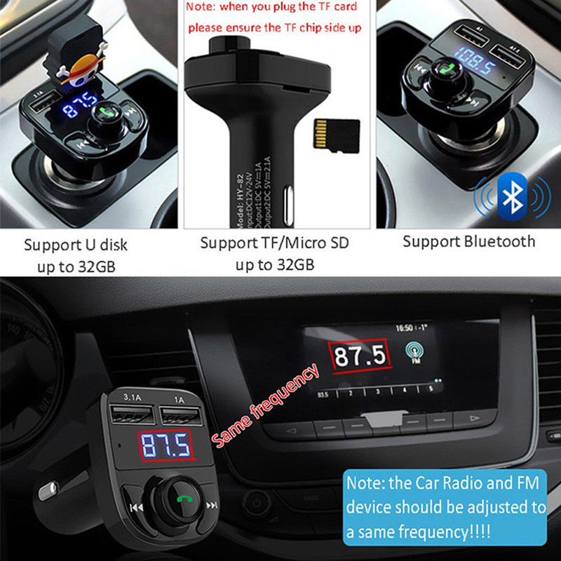 Wireless Bluetooth FM Transmitter for Car - MP3 Player, Hands-Free Calling & Dual USB Charger - Perfect for Road Trips and Commuting