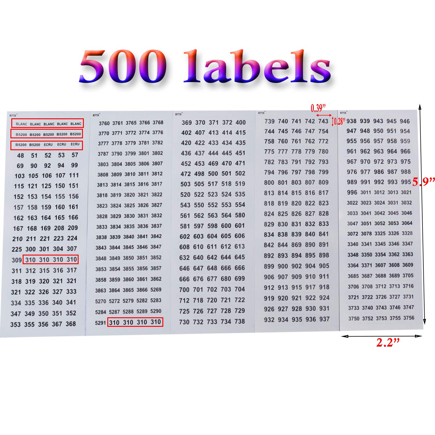 520 Pack Cardboard Floss Bobbins for Embroidery Thread Storage - Floss Cards with 500 Color Number Labels - Perfect for Needlepoint, Cross Stitch & Craft Organization