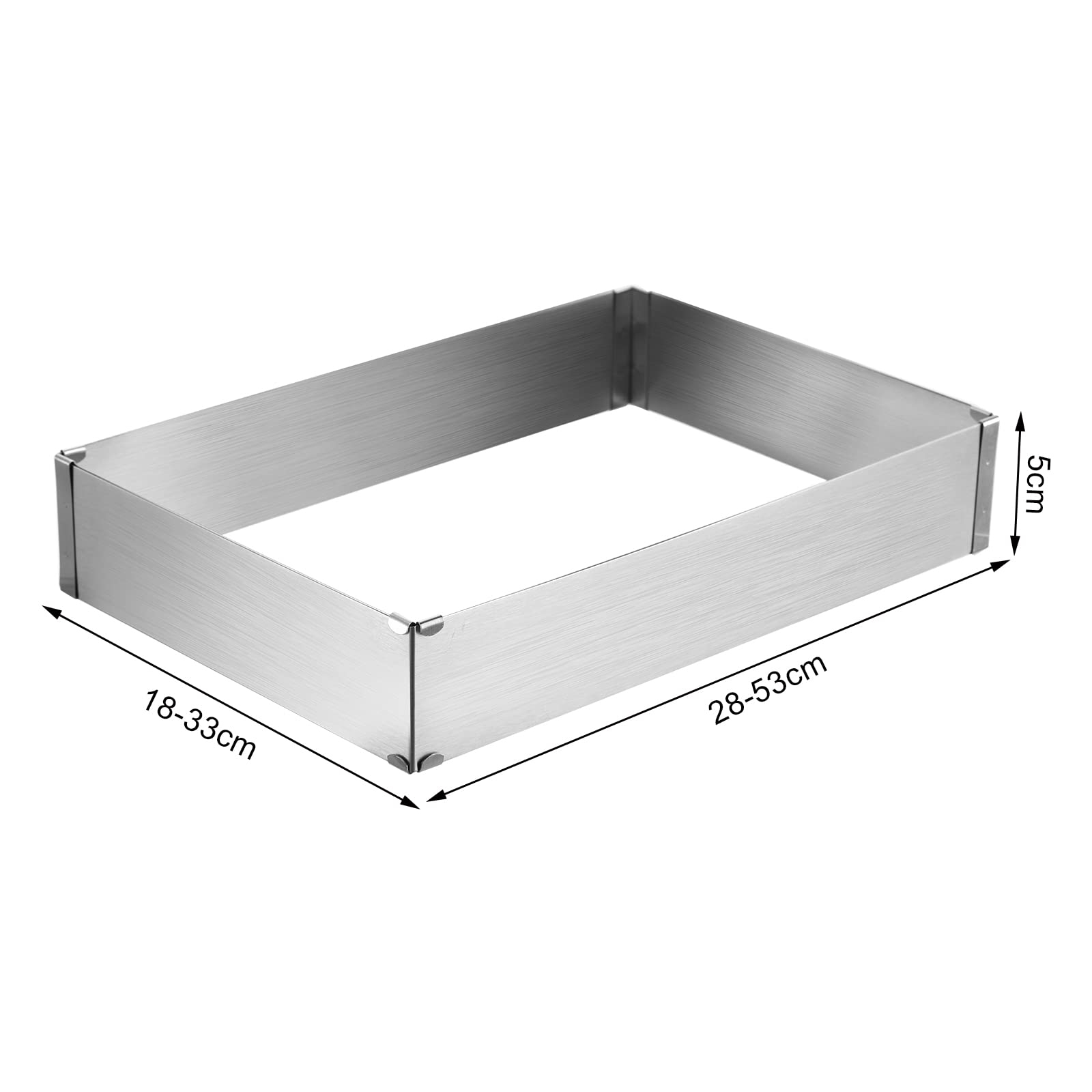 Tebery 2-Piece Adjustable Square & Rectangular Cake Pan Set - 18 to 33cm Stainless Steel Baking Mold for Mousse Cakes, Desserts & Pizza | Perfect for Home Baking, Party Treats & DIY Dessert Making