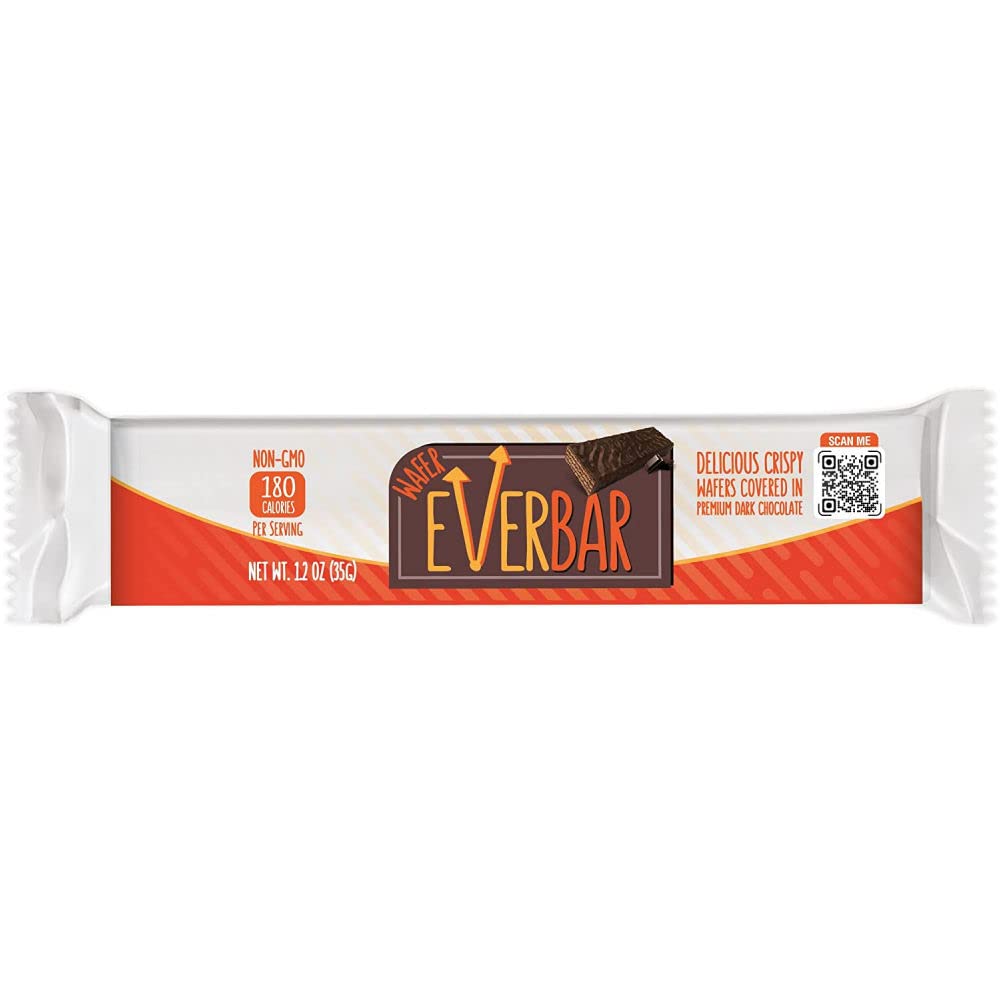 EverBar - Dark'n Crispy Chocolate Bars, 144 Count | Non-GMO Dark Chocolate Wafer Candy | Healthy Bite-Size Snack | Perfect with Coffee, Tea or for On-the-Go | Premium Wafer Chocolate for Office, Travel & Gifts