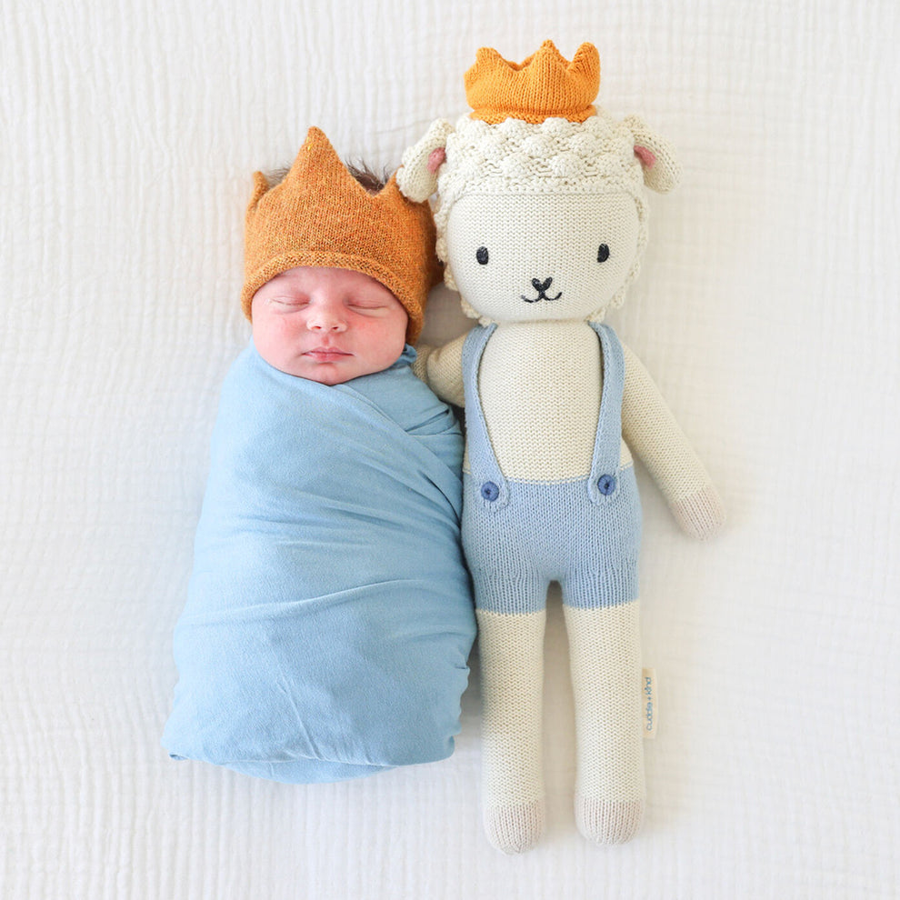 Cuddle + Kind Sebastian the Lamb Handmade Knit Doll - Donates 10 Meals to Children in Need | Perfect Gift for Babies, Kids & Nursery Decor