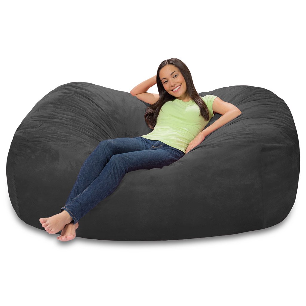 Comfy Sacks Memory Foam Bean Bag Chair - Charcoal Microsuede | Ultra Soft Lounge Chair for Teens & Adults | Perfect for Gaming, Movie Nights & Dorm Rooms