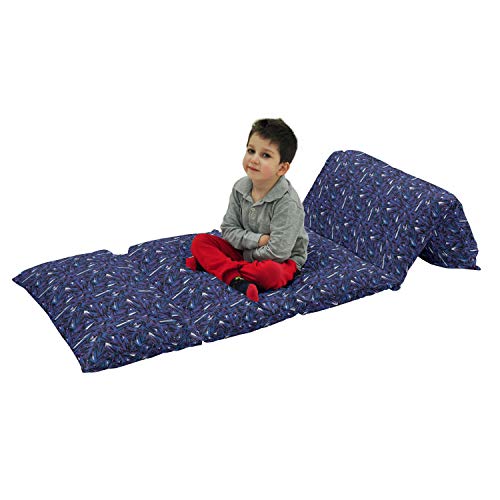 Ambesonne Urban Floor Pillow Lounger Cover - Grungy Paint Splash Graffiti Print with Zigzag Dots Pattern, Violet Blue Black Quartz - Fits 5 Pillows (88