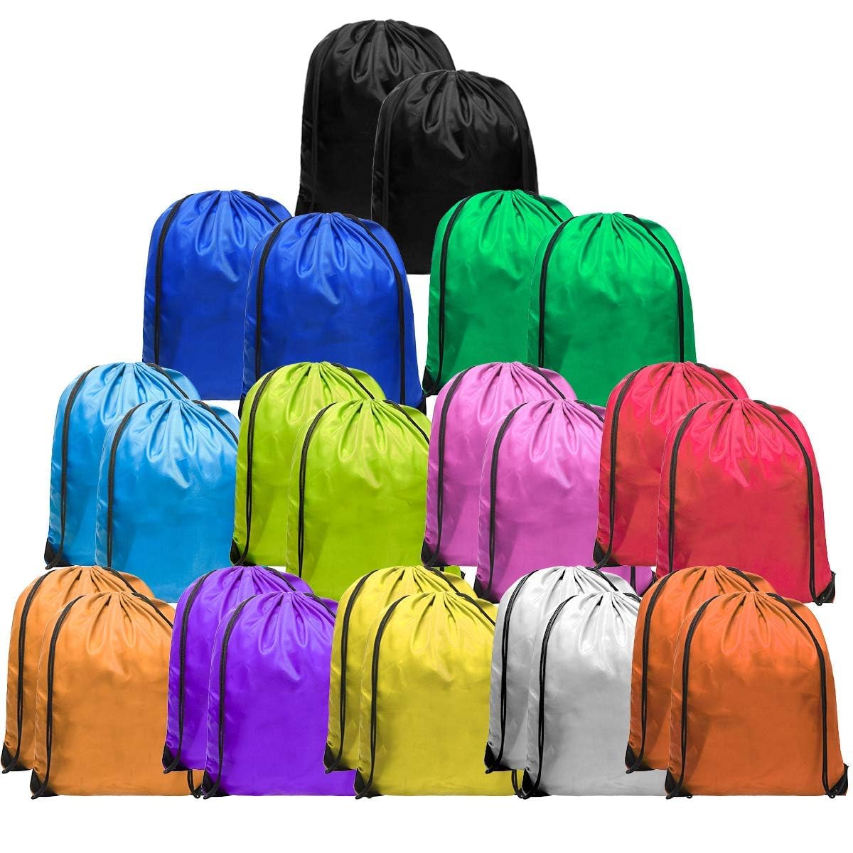 24-Pack Lightweight Nylon Drawstring Backpack - Bulk Sports Bags with Decorative Charms for Gym, Travel & School Supplies | Perfect for Sports Teams, Events & Promotions