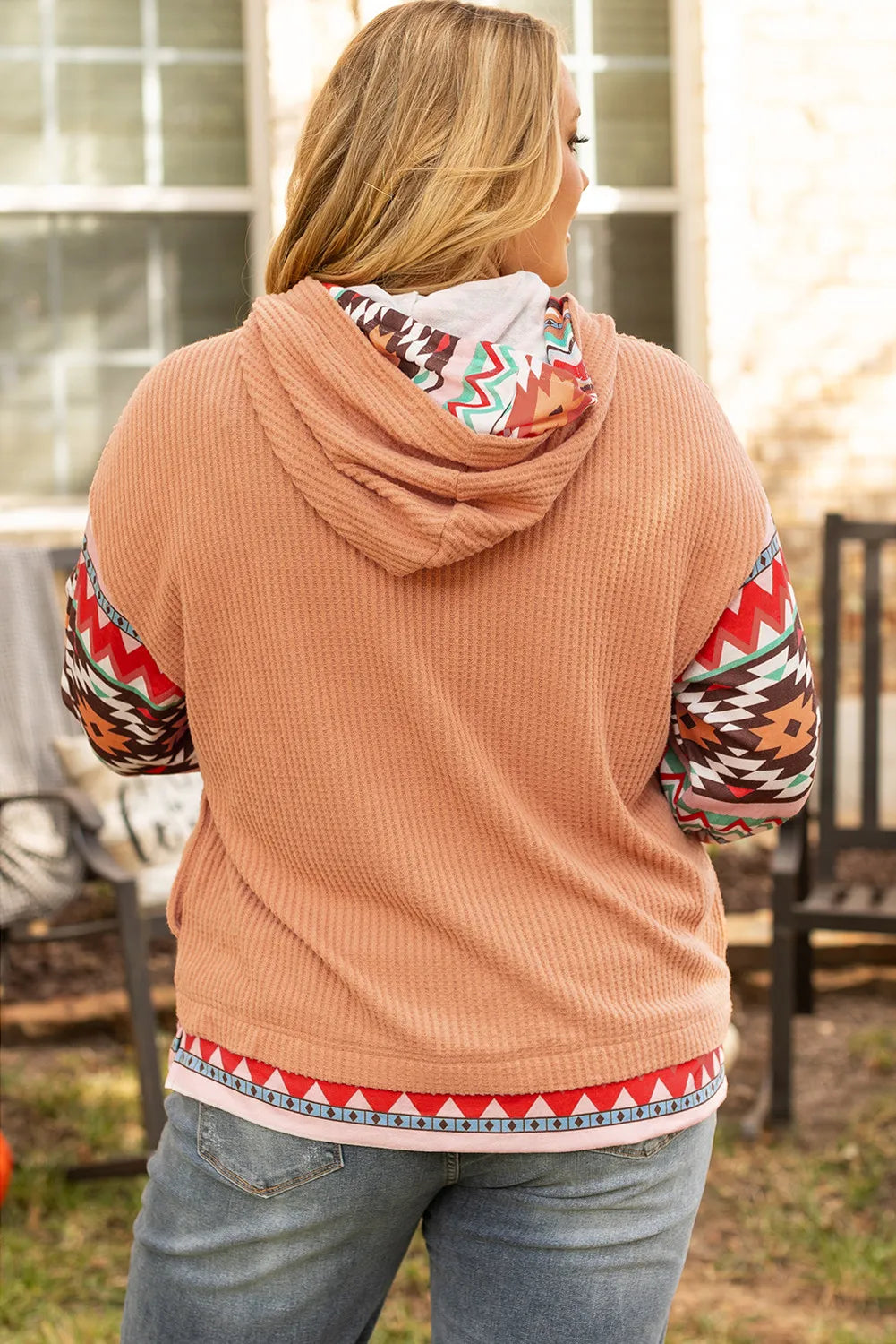 Stylish Plus Size Southwestern Print Long Sleeve Hoodie for Women - Cozy Fall & Winter Fashion for Casual Outings and Outdoor Adventures