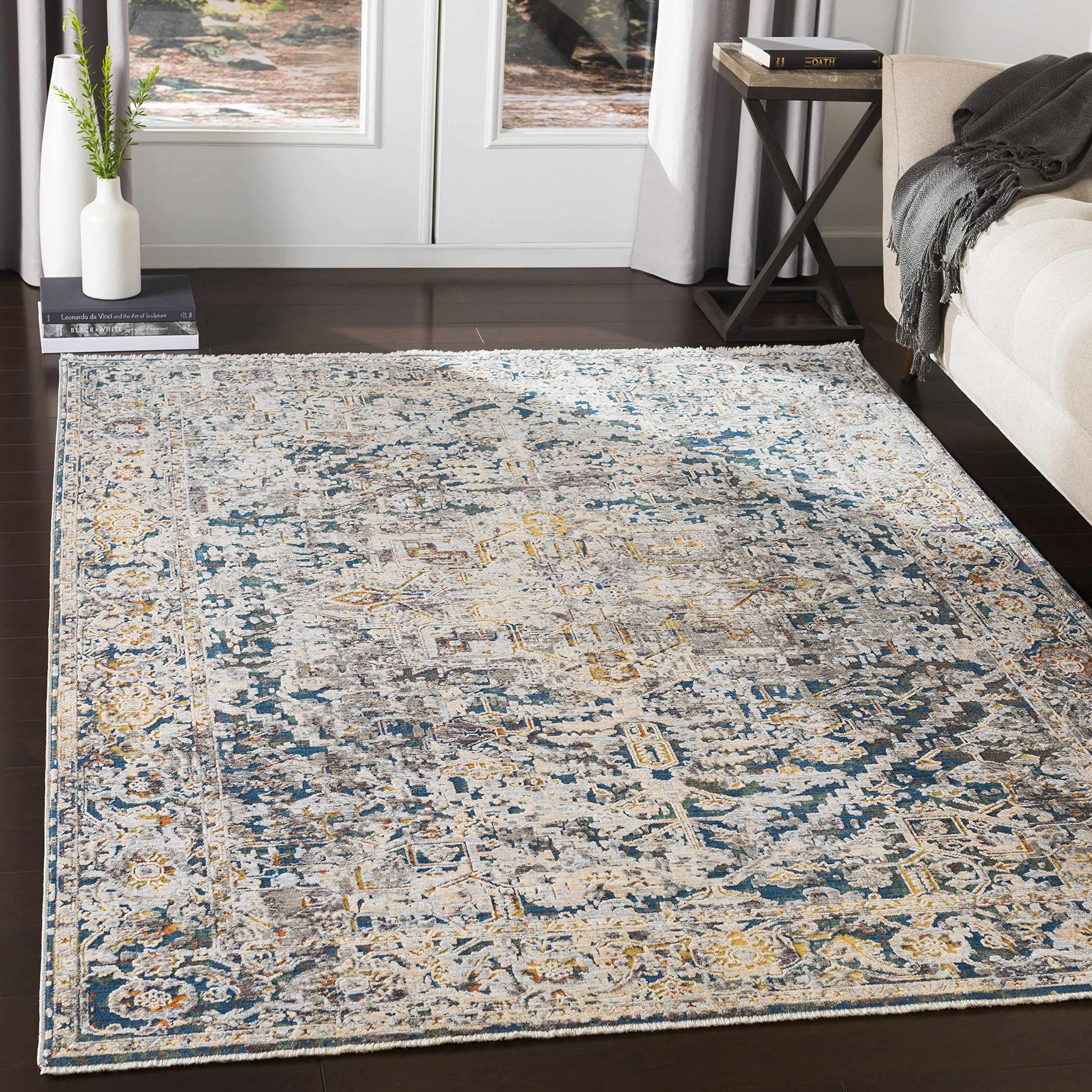 Premium Hauteloom Cuckfield Hallway & Kitchen Runner Rug - Updated Traditional Design in Gray, Blue, Green - 3'3