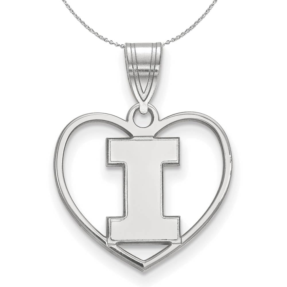 Black Bow Sterling Silver University of Illinois Heart Pendant Necklace - Perfect for Alumni Gifts, Graduation Jewelry & School Spirit Accessories