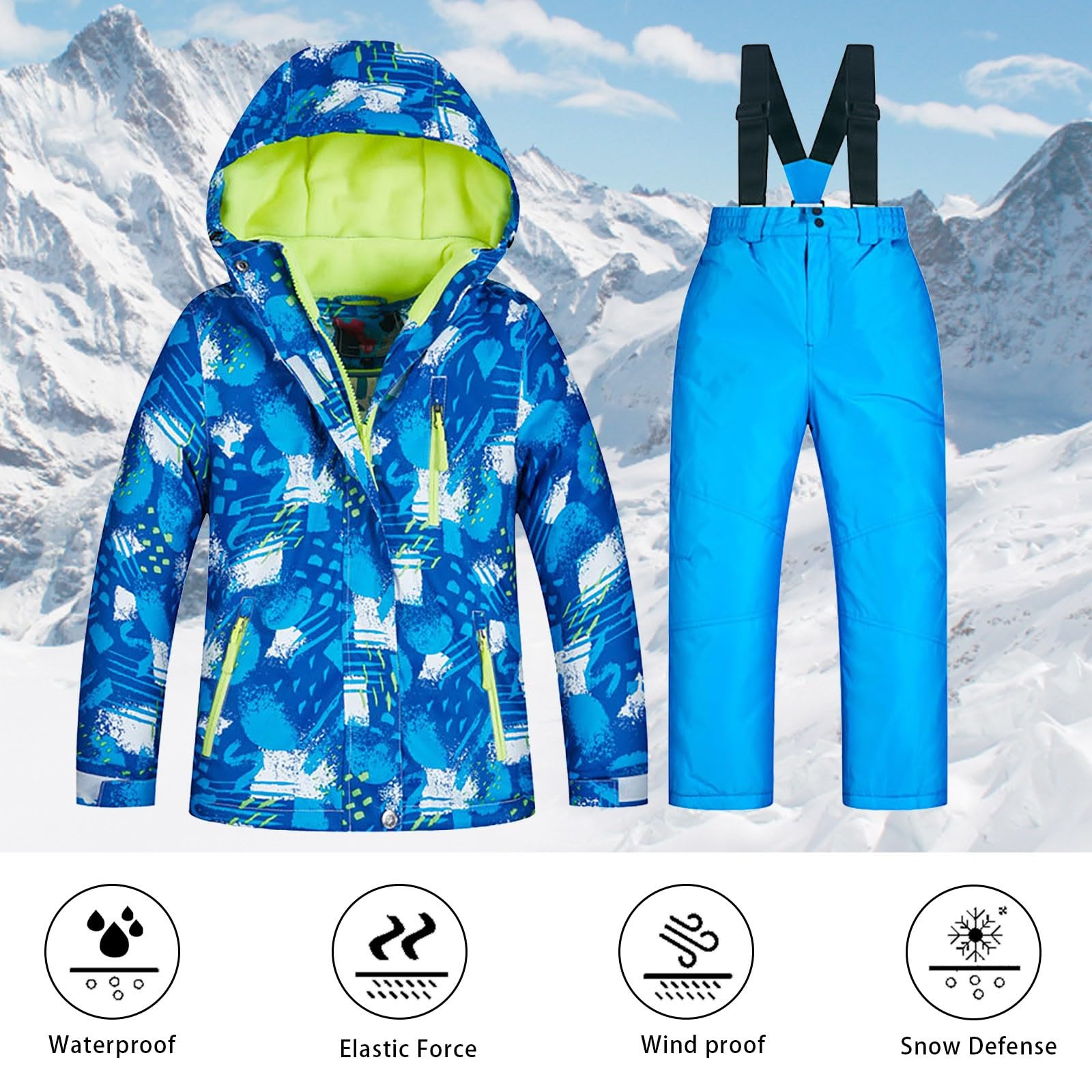 Baby Christmas Outfit for Girls & Boys - Windproof Ski Jacket & Snow Pants Set (5T, 9-10 Years) | Winter Coats for Snow Play & Holiday Photos