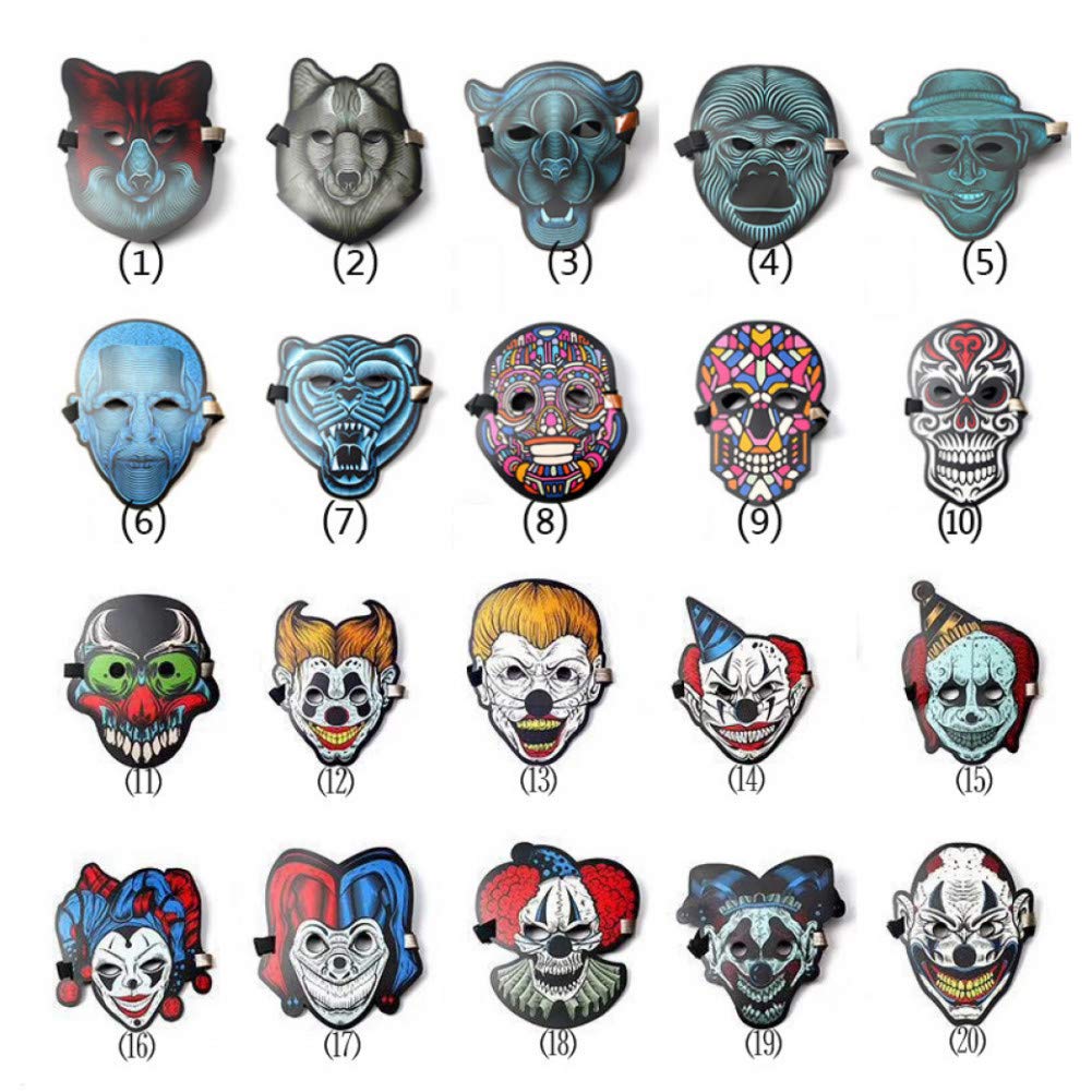 LLBBSS LED Voice-Activated Light Up Mask - Glowing Face Mask for Nightclub, Rave, Halloween Costume Party & Cosplay - Perfect for Festivals, Concerts and Themed Events