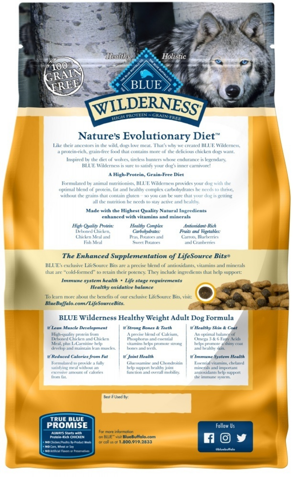 Blue Buffalo Wilderness Grain Free Healthy Weight Natural Chicken Recipe Adult Dry Dog Food - High Protein Dry Kibble for Weight Management & Active Dogs - Perfect for Indoor Pets & Outdoor Adventures