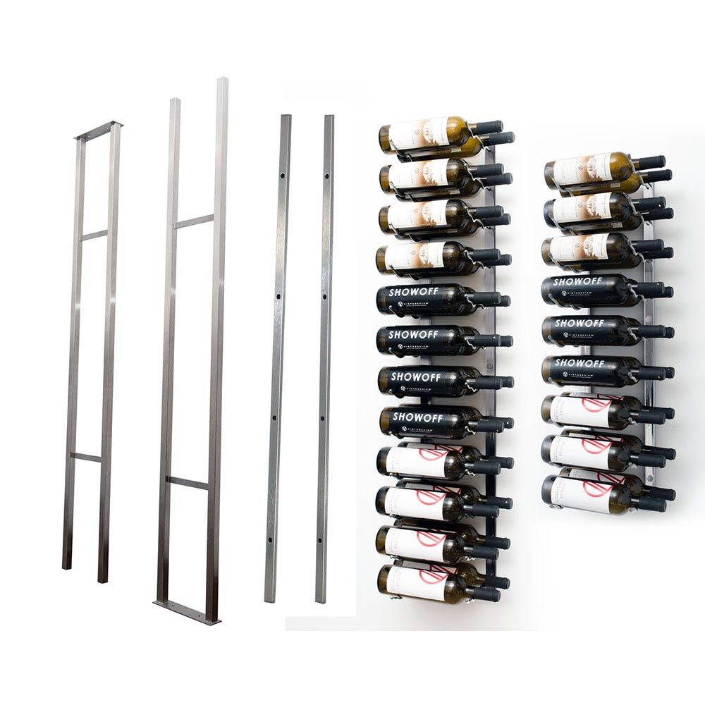 W Series 1-Sided Floating Wine Rack Kit - 42 Bottle Capacity Wall Mounted Storage for Kitchen, Bar & Dining Room