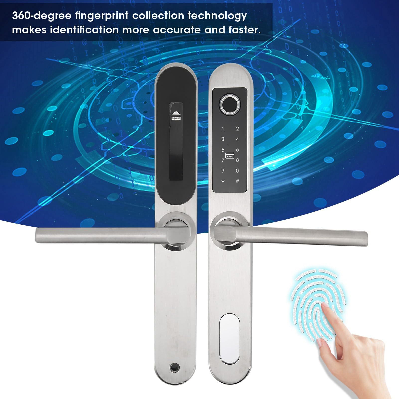 Smart Fingerprint Door Lock - Keyless Entry with Keypad, RFID Card & Mechanical Key - 4-in-1 Electronic Deadbolt for Home Security - Left/Right Hand Installation (Perfect for Apartments, Offices & Smart Homes)