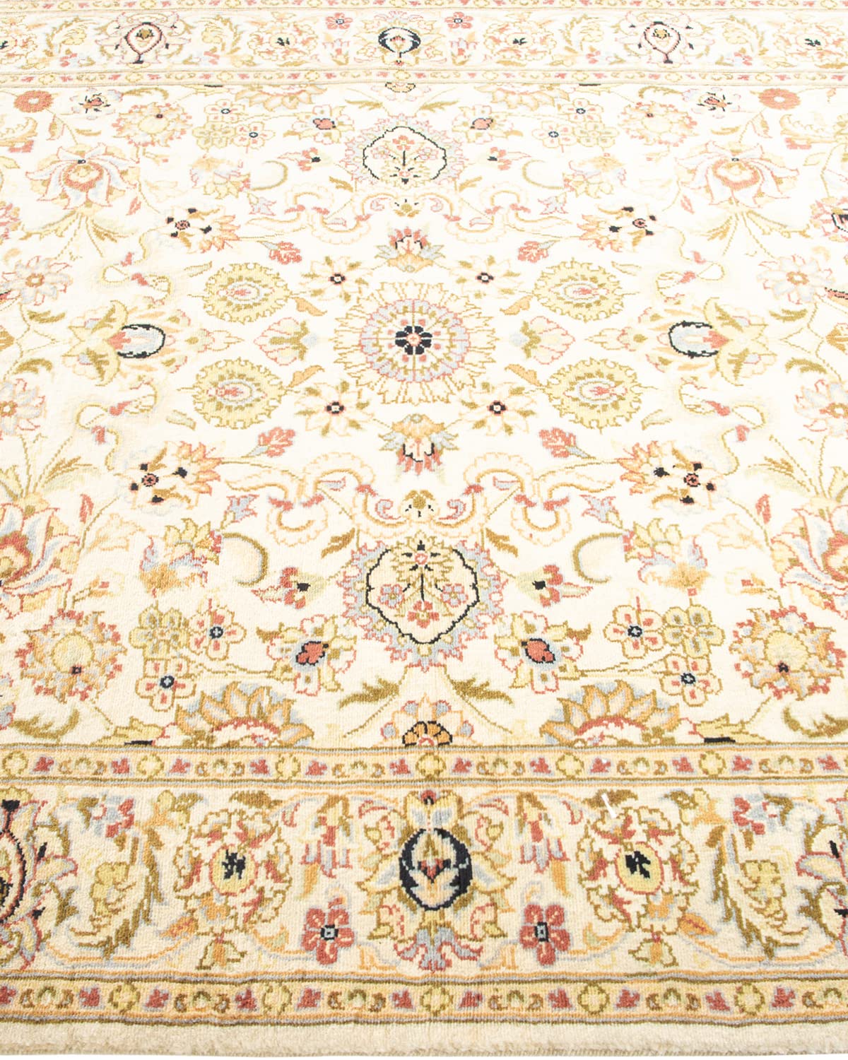 Handmade Wool Oriental Mogul Ivory 4x6 Area Rug - Traditional Hand-Knotted Solo Rugs for Living Room, Bedroom & Dining Room Decor