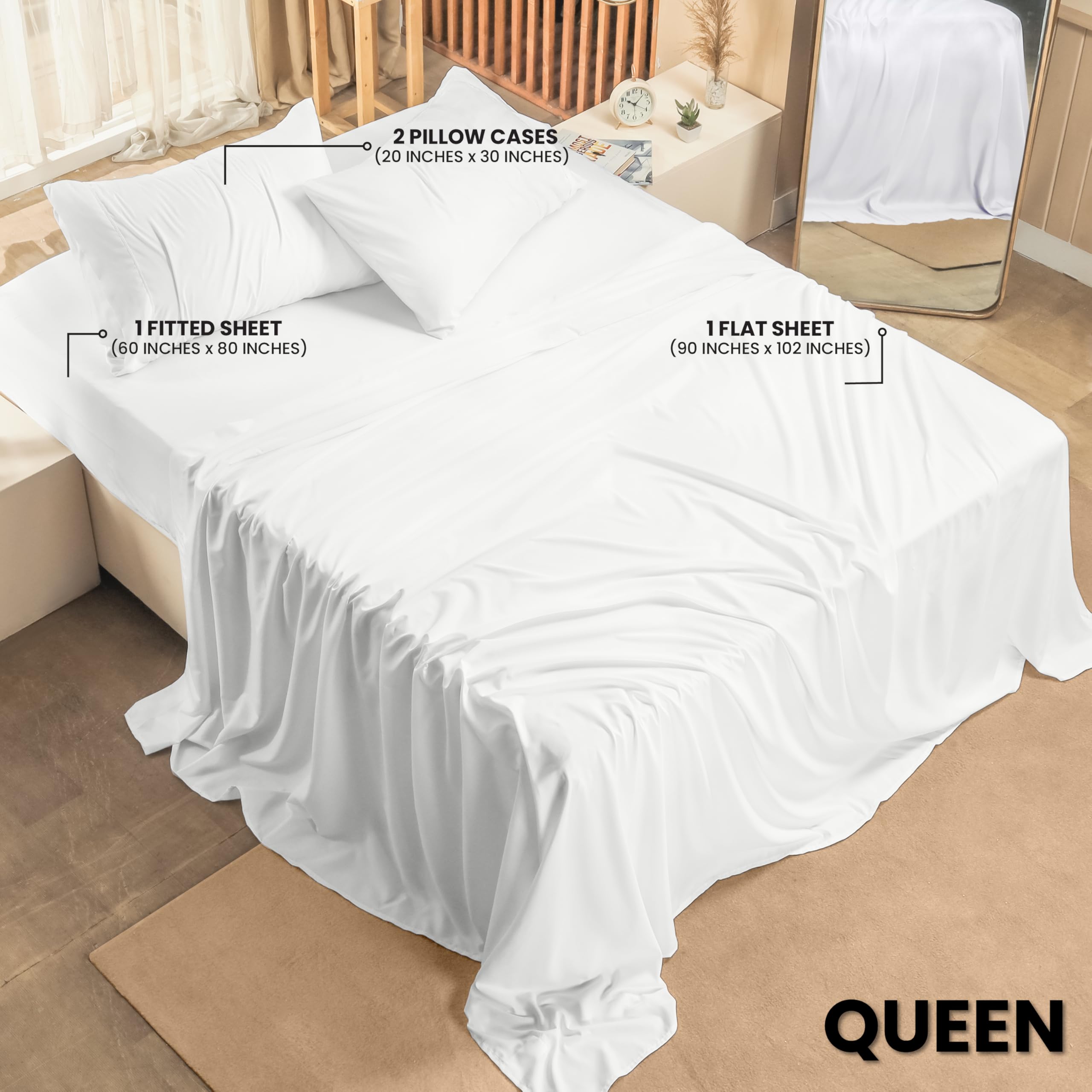 Utopia Bedding Queen Size Bed Sheets Set - 10-Piece Bulk Pack - Ultra Soft Brushed Microfiber Sheets - Shrink & Fade Resistant - Easy Care White Bedding - Perfect for Hotels, Spas, Guest Rooms & Home Use