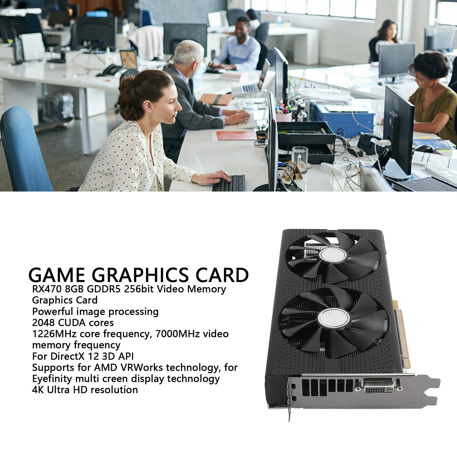 Vikye RX470 8GB GDDR5 256-bit Gaming Graphics Card with Dual Fan Cooling - DVI-D HDMI DisplayPort - High Performance Desktop PC GPU for Gaming, Video Editing & 3D Rendering