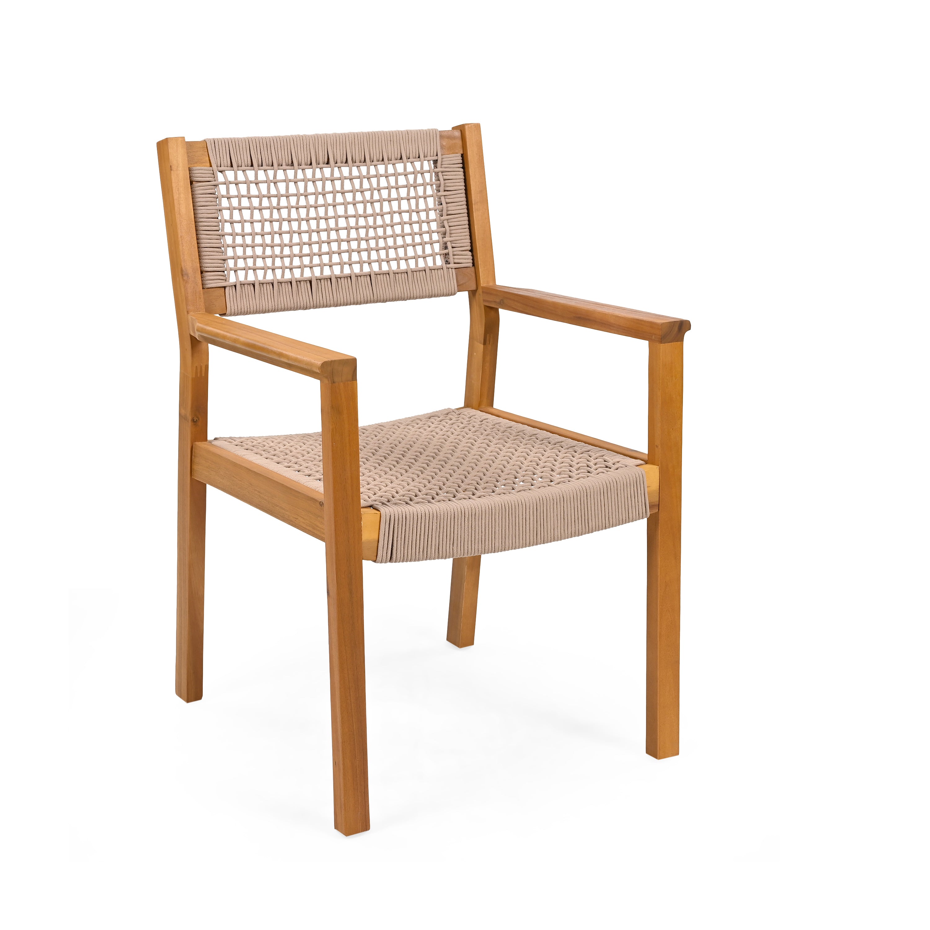 Braided Dining Chair Light Brown - Woven Rattan Seat, Sturdy Wood Frame - Perfect for Kitchen, Dining Room, Patio & Boho Home Decor
