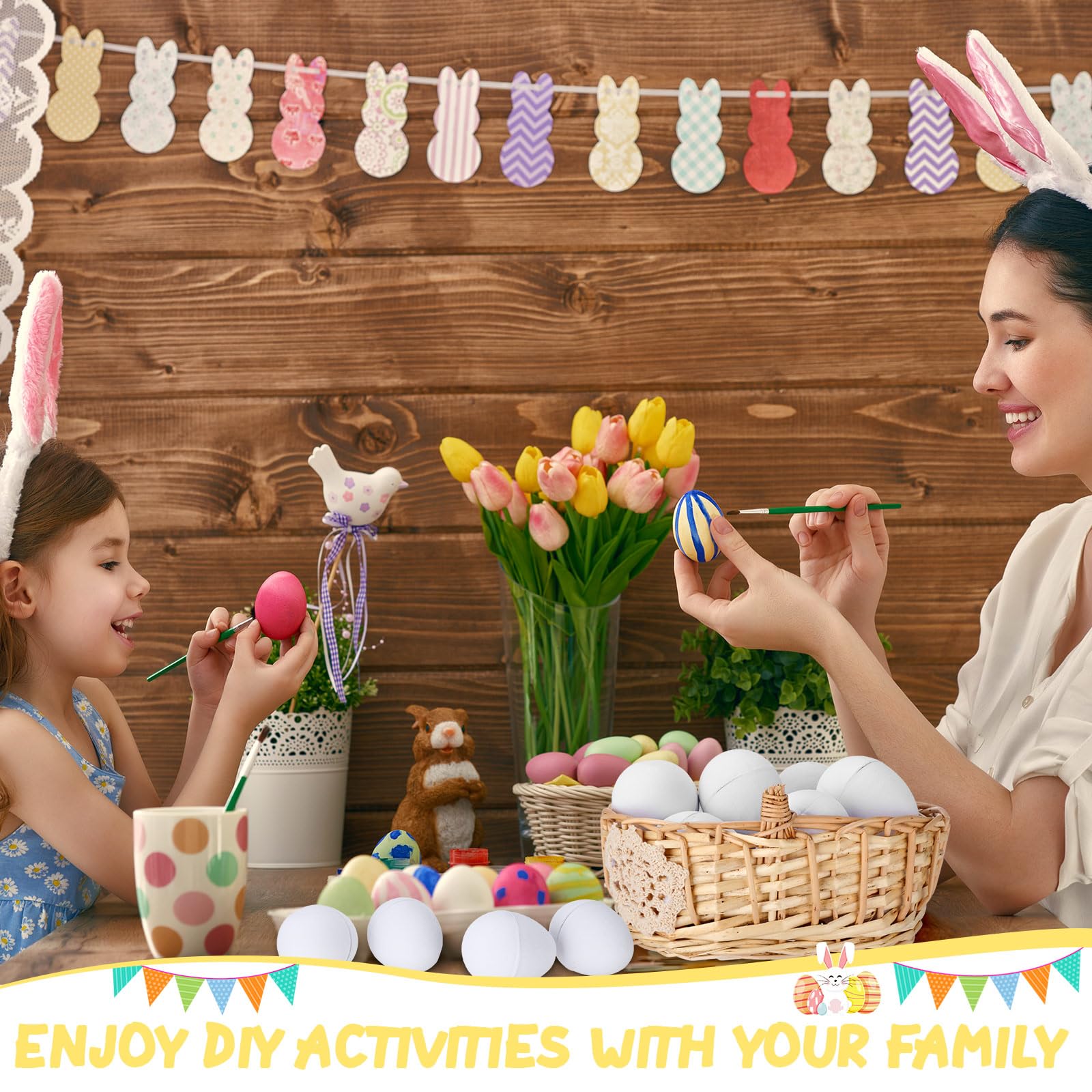 Motionchic 100 Pcs DIY Easter Paper Mache Eggs - Unfinished Blank Craft Eggs for Painting & Decorating - Perfect for Easter Party Favors, Gift Basket Fillers, and Holiday Crafts - Great for Classroom Activities, Home Decor, and Seasonal DIY Projects