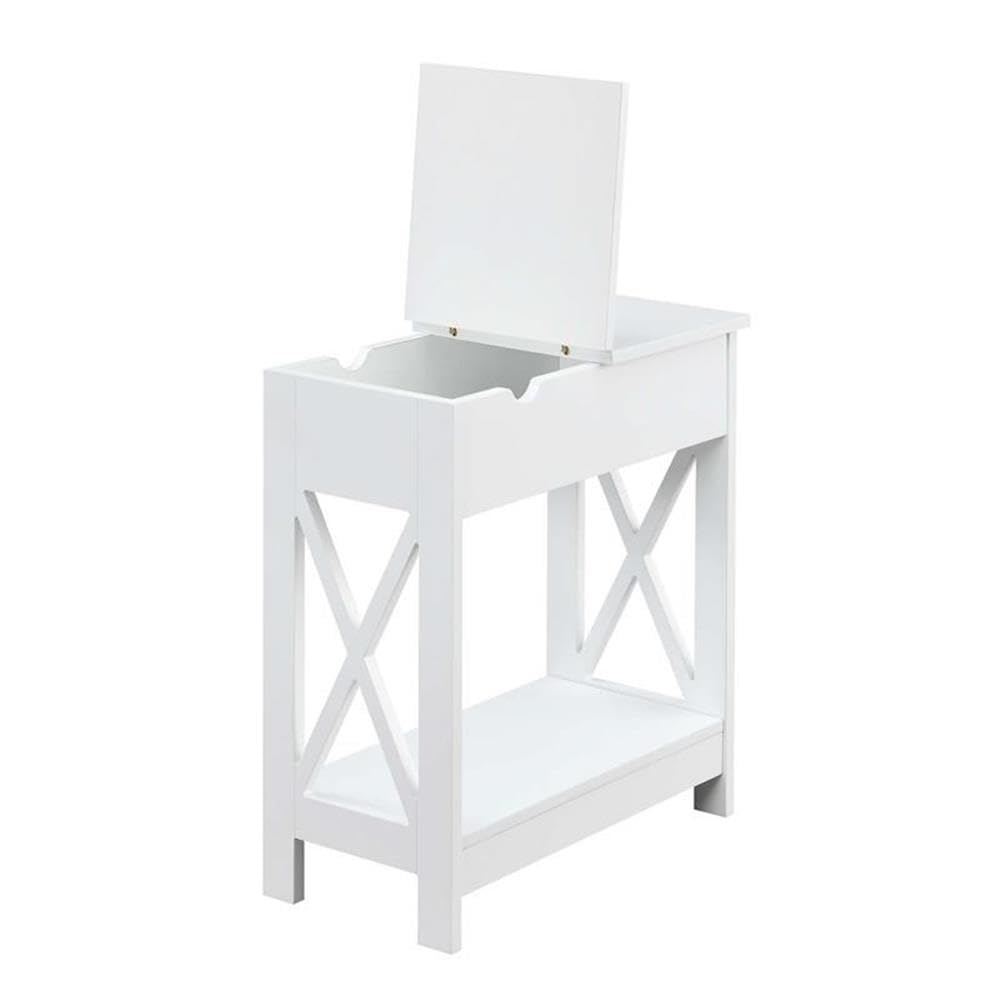 Premium White Square End Tables with Built-in USB Charging Station - Set of 2 Modern Side Tables for Living Room, Bedroom, or Office