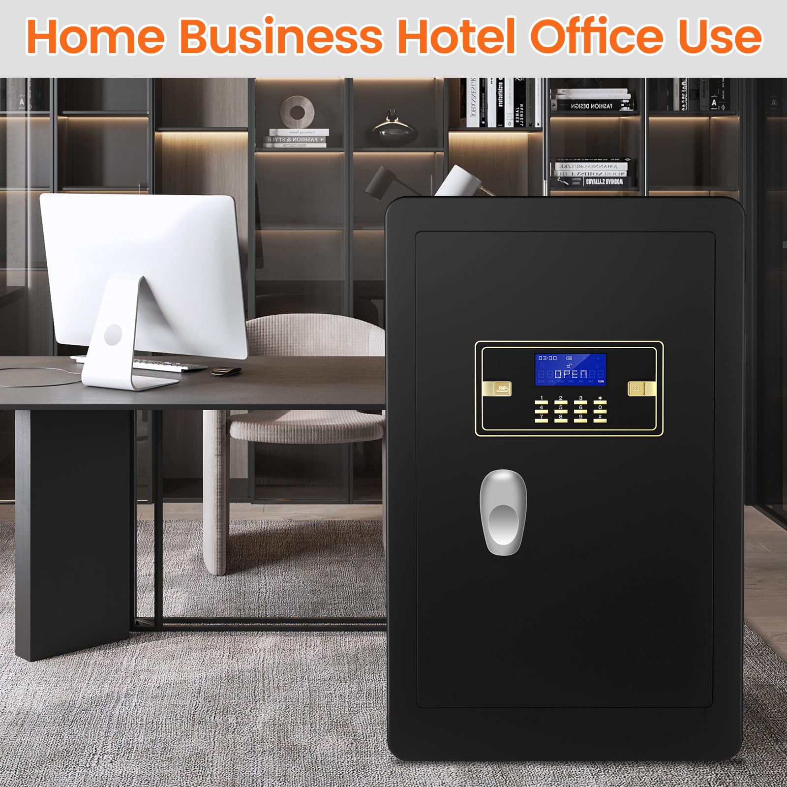 5.3 CuFt Fireproof Waterproof Digital Safe Box - Heavy Duty Home Security Safe with Programmable Keypad, Inner Lock Box & Fireproof Bag - Secure Documents, Firearms, Medicine & Valuables - Ideal for Home, Office & Business Use