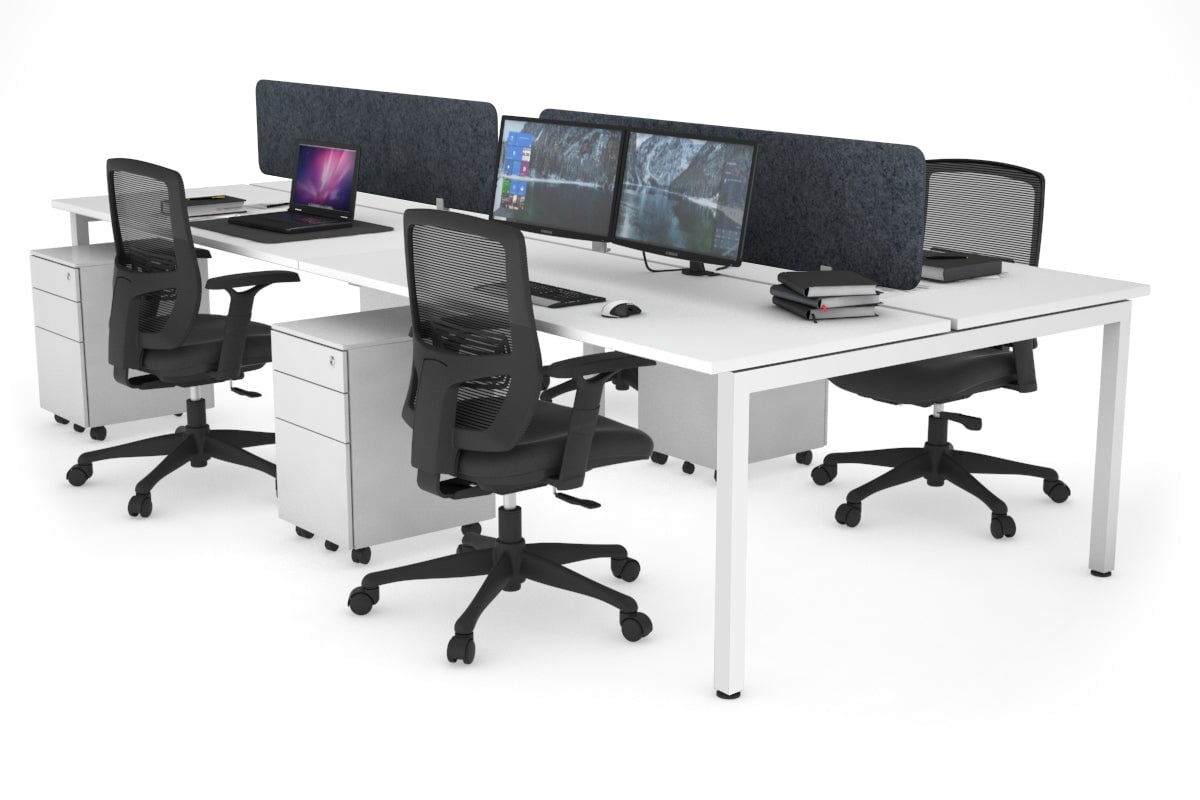 Quadro Square Legs 4-Person Office Workstation Desk - 1800mm x 700mm (71