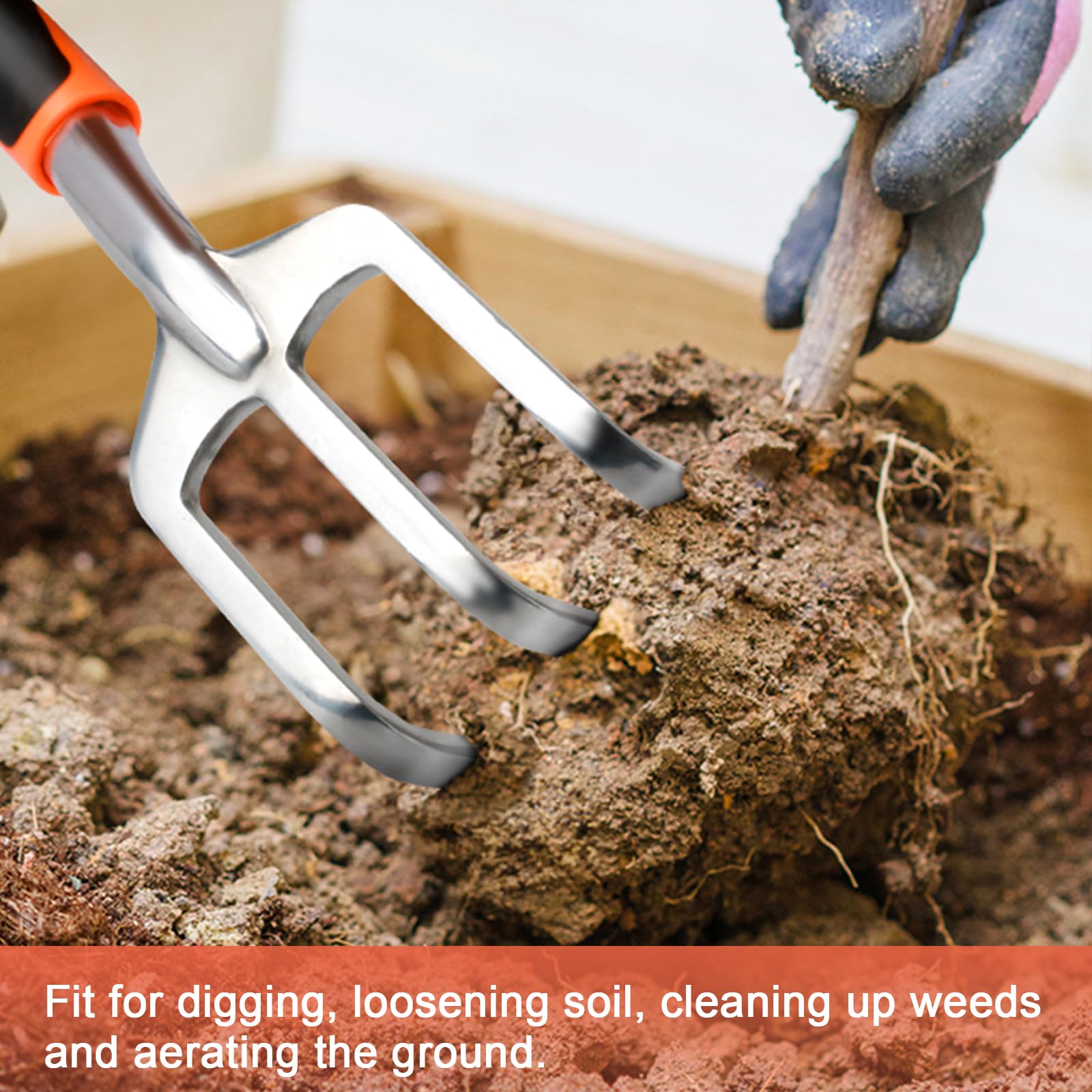 Heavy Duty Hand Rake Garden Tool - Ergonomic Handle Cultivator for Weeding, Loosening Soil & Gardening | Perfect for Small Gardens, Flower Beds & Vegetable Patches