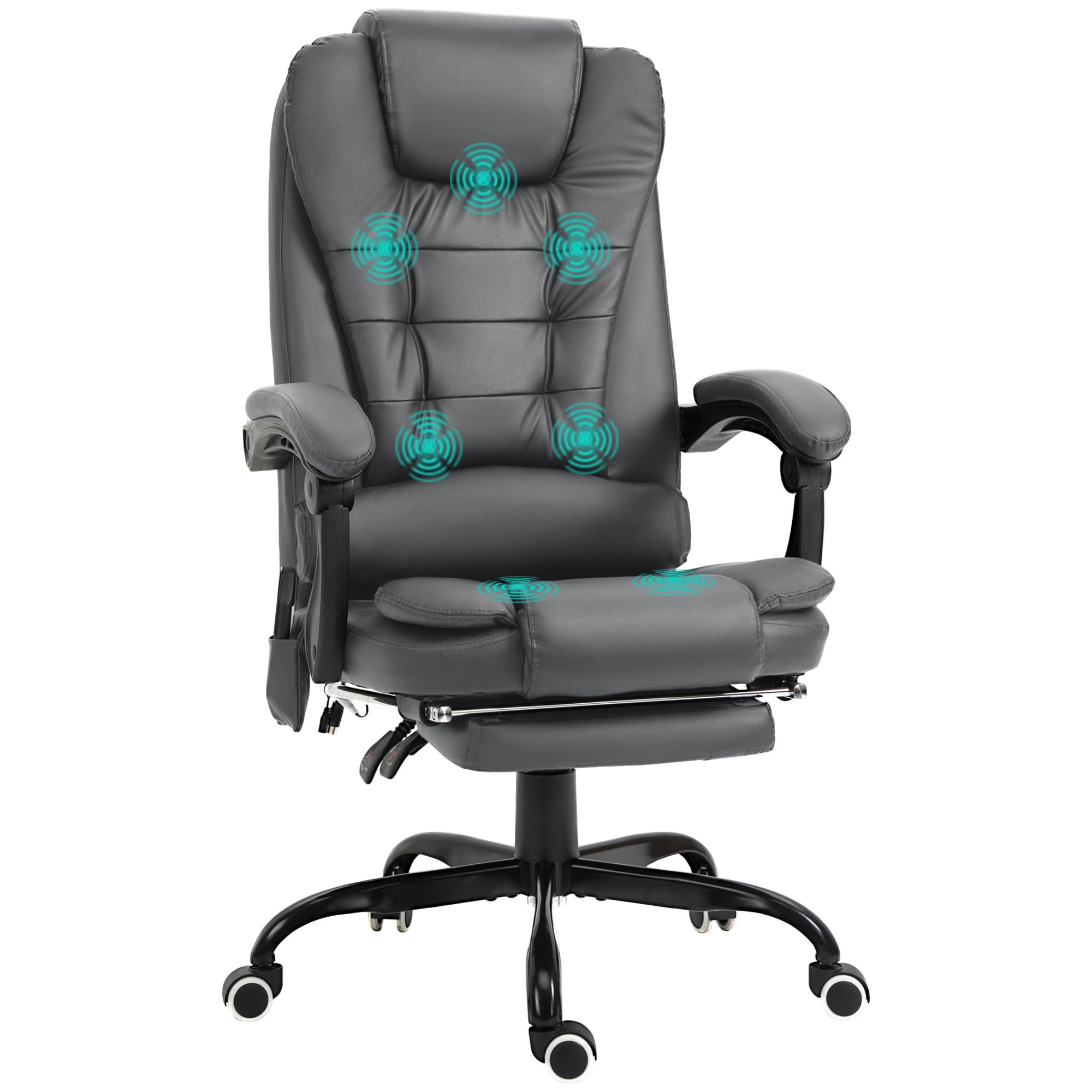Vinsetto 7-Point Massage Office Chair with Lumbar Support & Footrest - for Home & Office Use