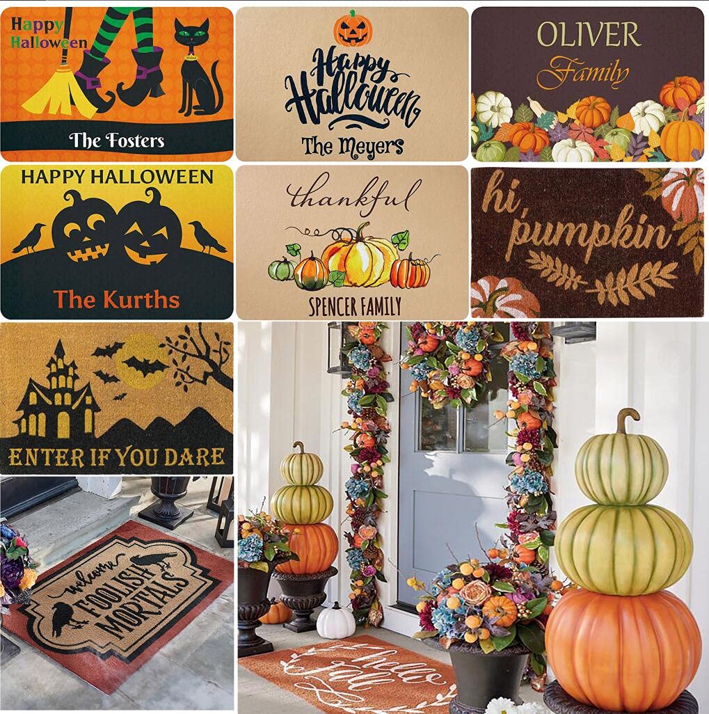 Halloween Doormat - Non-Slip Felt Rug for Front Door, Bedroom, Living Room & Kitchen | Spooky Letter Design for Party Decor & Home Floor Protection | Perfect for Halloween Decorations, Trick-or-Treat Welcome Mat & Seasonal Home Accessories