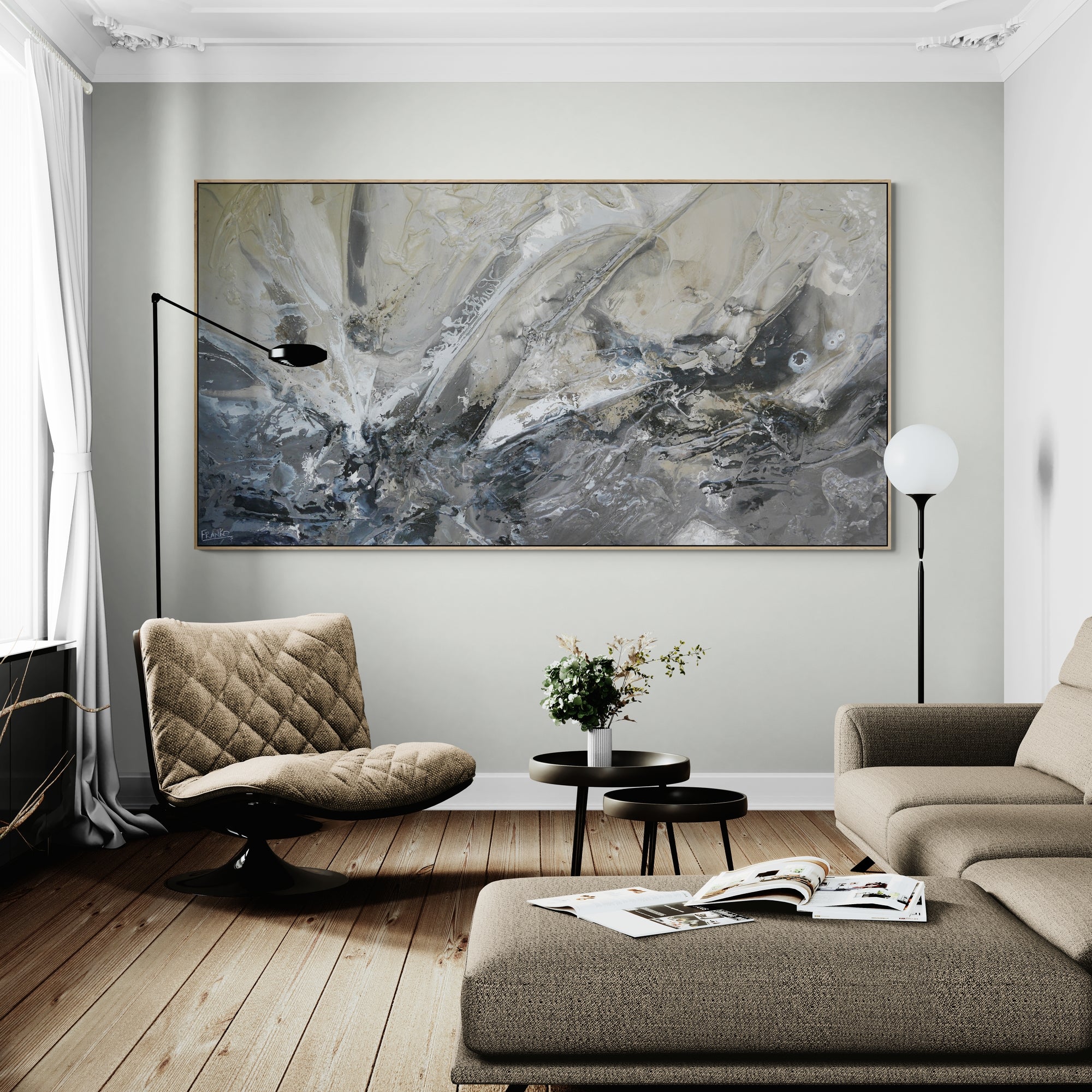 Raw Coffee 190cm x 100cm Textured Abstract Canvas Art - Modern Wall Decor for Living Room, Bedroom & Office