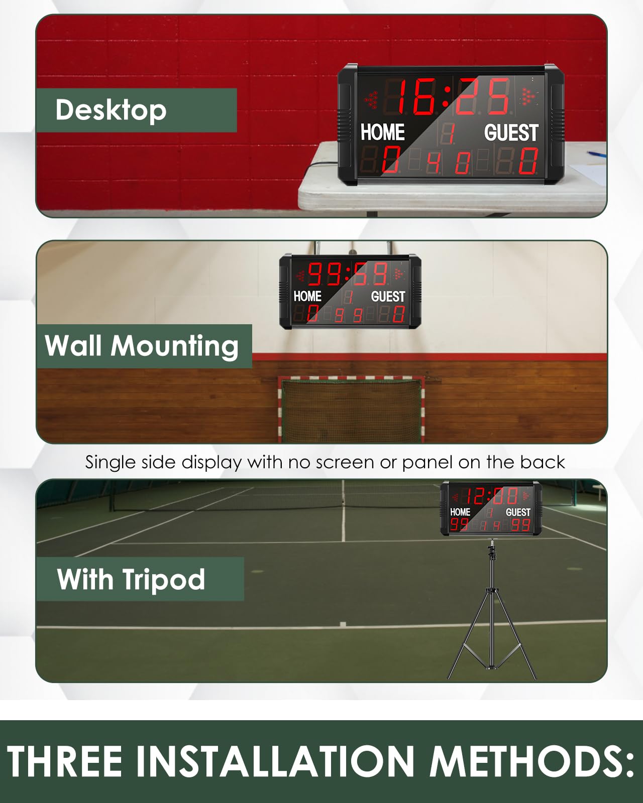 Portable LED Digital Scoreboard with Tripod & Wall Mount - 14/24s Shot Timer for Football, Basketball, Baseball, Soccer, Volleyball | Perfect for Sports Games, Tournaments & School Events