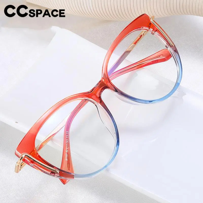 CCspace Women's Full Rim Cat Eye Titanium Eyeglasses Frame 56963 - Lightweight & Durable Glasses for Work, Reading & Fashion