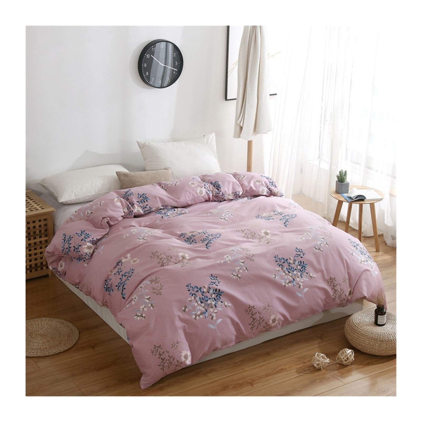 100% Cotton Striped Printed Floret Quilt Cover - Soft & Breathable Down Comforter Cover - 220x240cm (Queen Size) - Perfect for Bedroom, Guest Room & Hotel Decor
