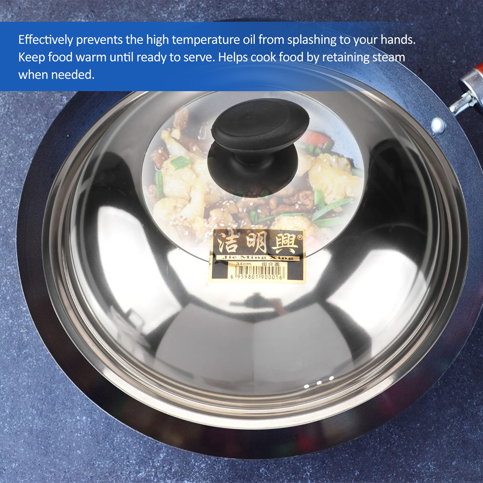 Stainless Steel Pot Cover - Oil Splash Guard for Cooking, Frying & Boiling - Heat-Resistant Kitchen Lid for Safe & Clean Stovetop Use - Perfect for Pans, Skillets & Stock Pots